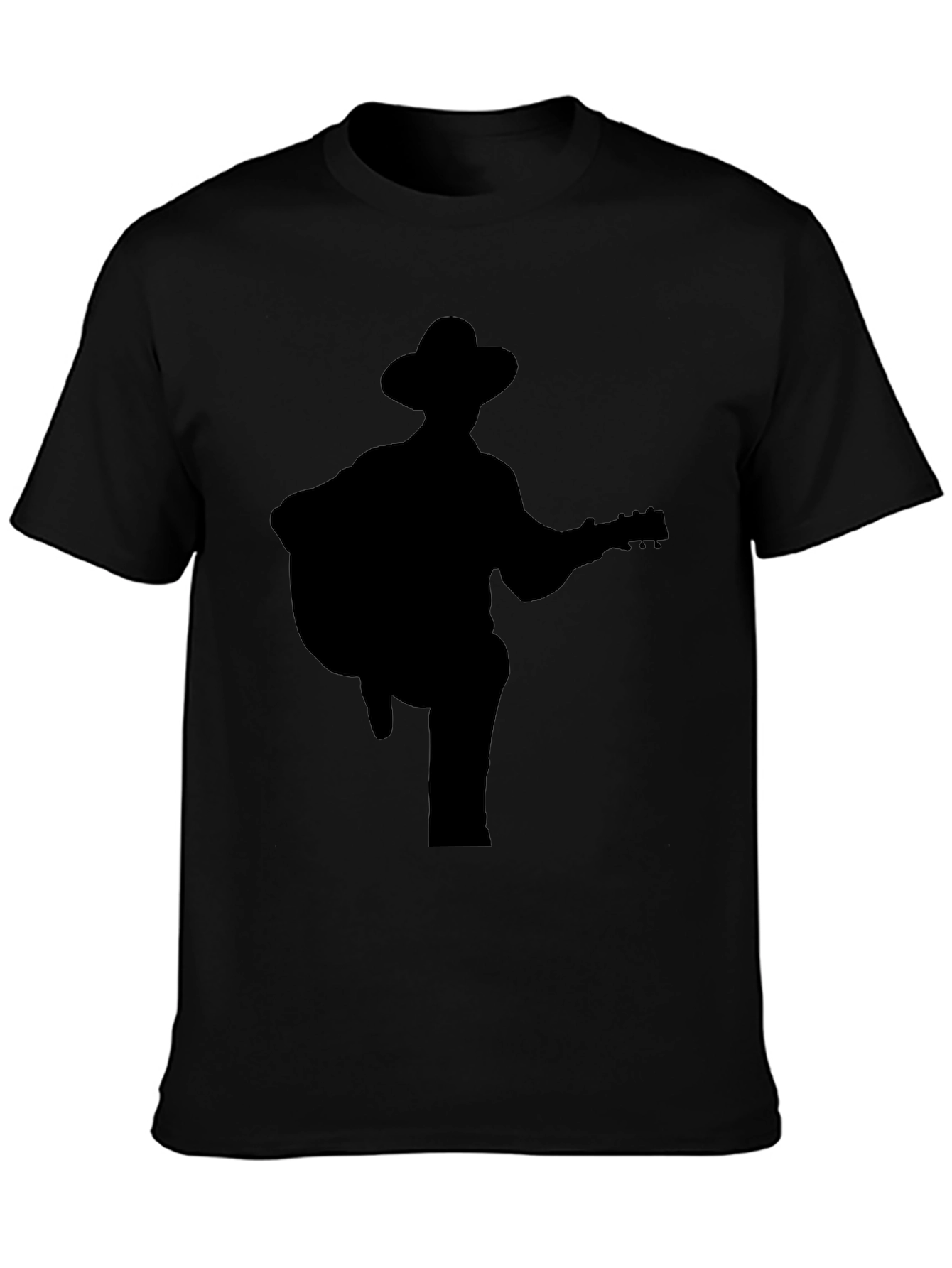 Black Guitar Player Silhouette Tee view 3