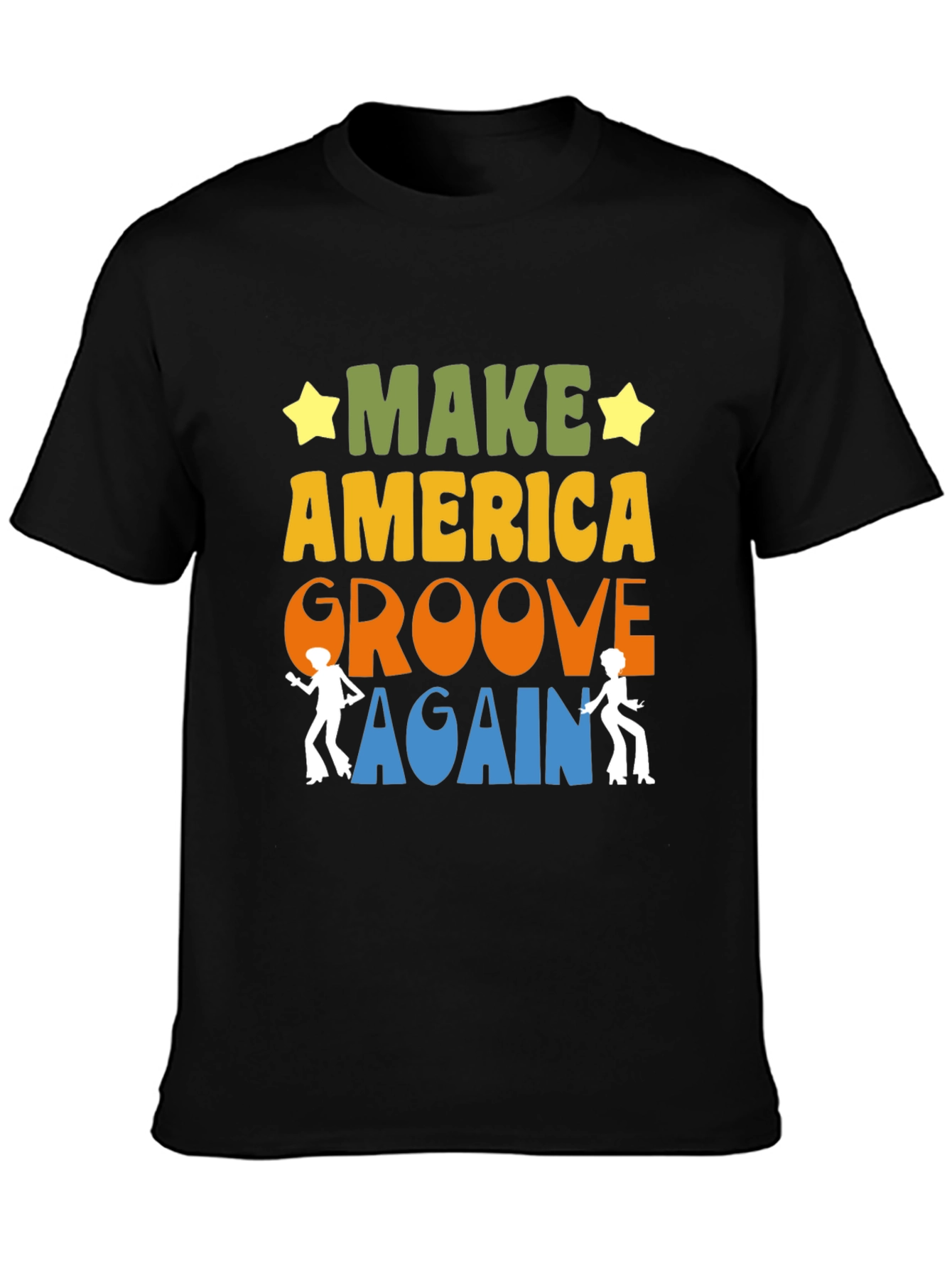 Black Make America Groove Again Retro T-Shirt view 3