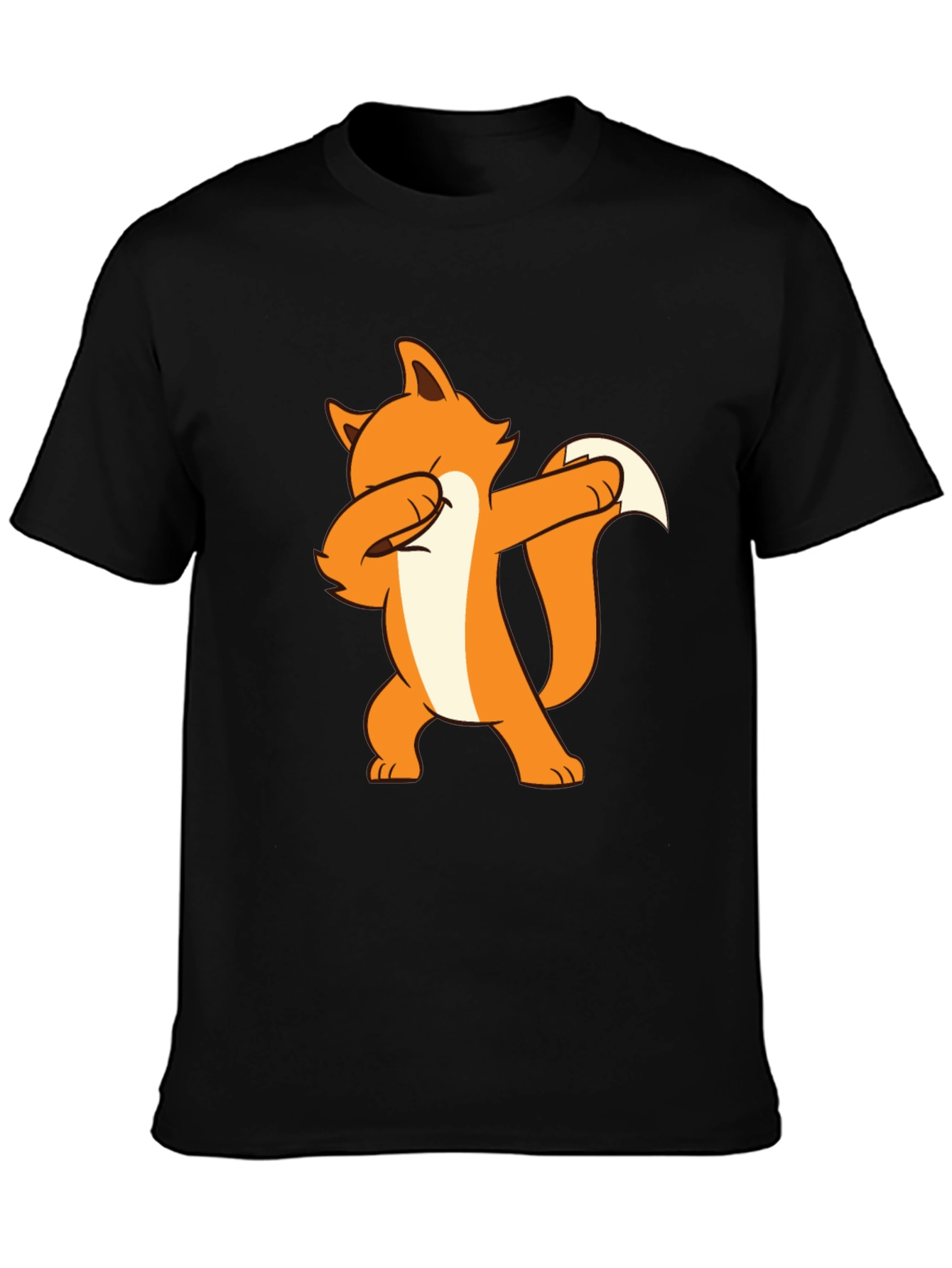 Black Dabbing Fox Graphic Tee - Black Cotton T-Shirt view 3