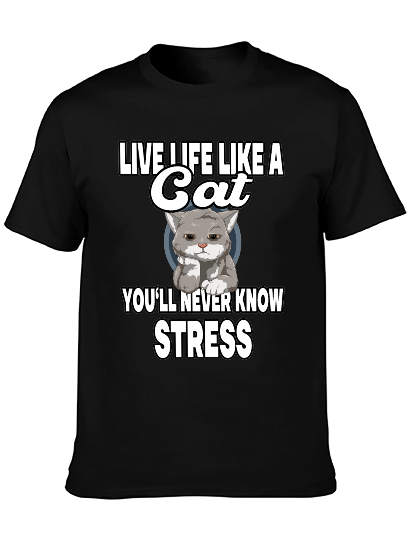 Black Live Life Like a Cat Graphic T-Shirt view 3