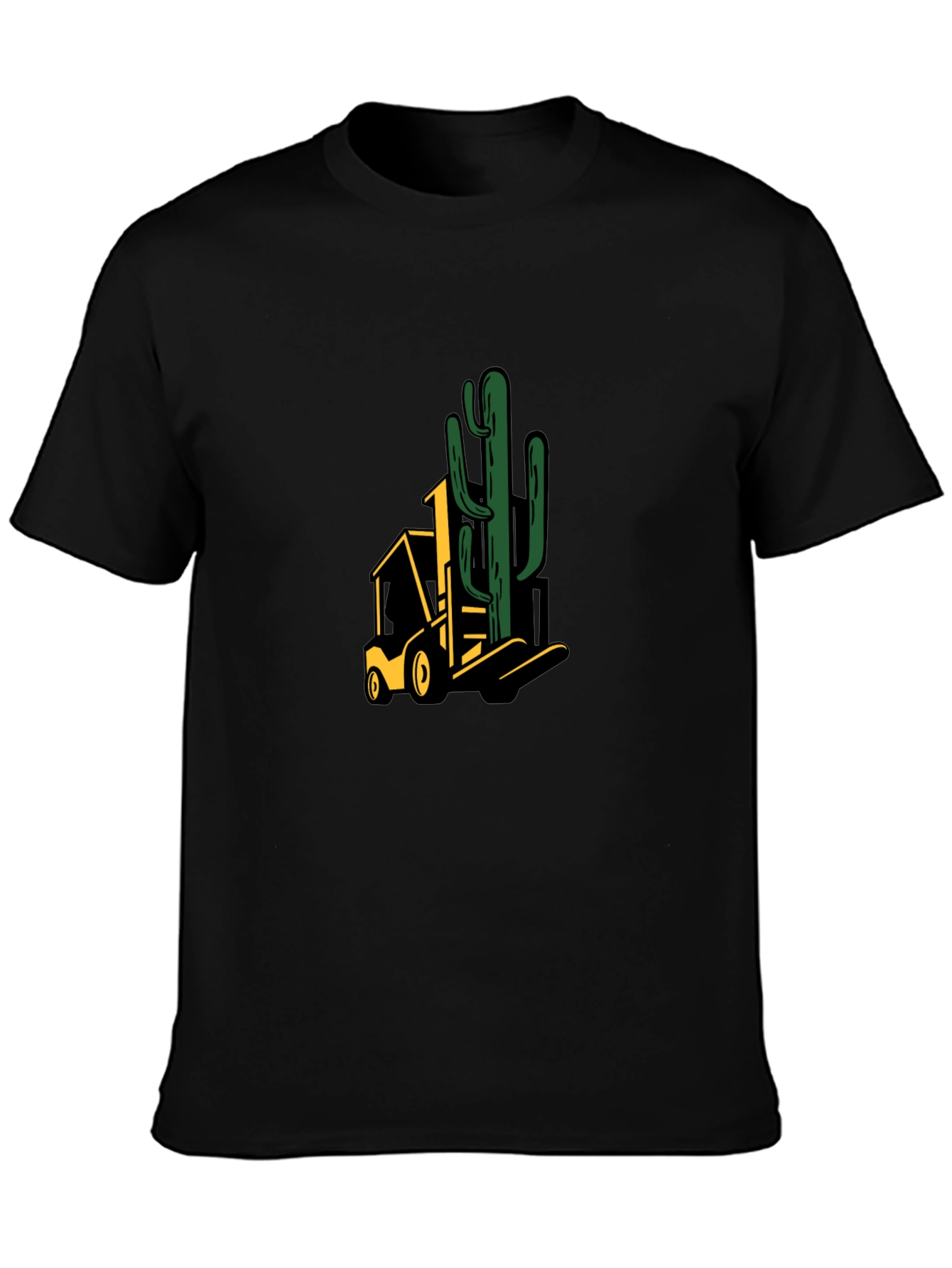 Black Cactus Forklift Graphic Tee view 3
