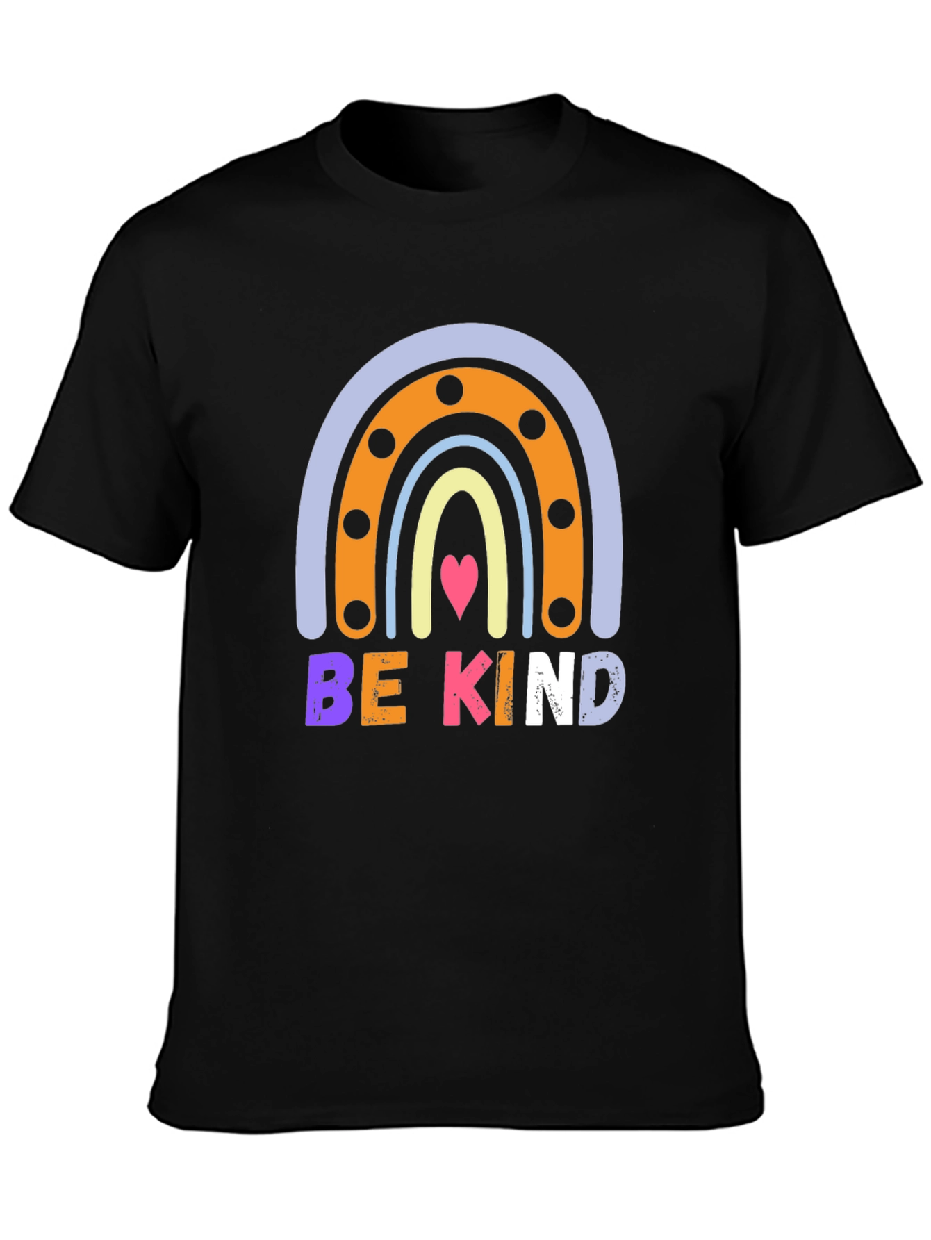 Black Be Kind Rainbow Graphic Tee - Positive Message view 3