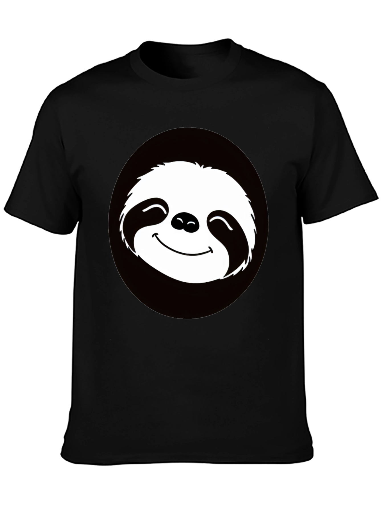 Black Funny Sloth Graphic Tee - Casual Black T-Shirt view 3