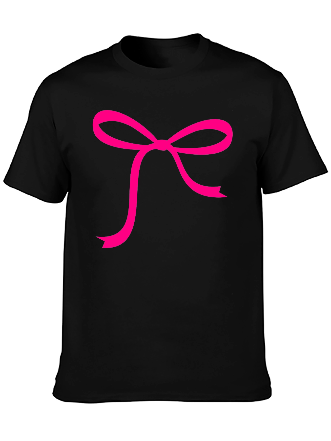 Black Pink Bow Graphic Black Tee view 3