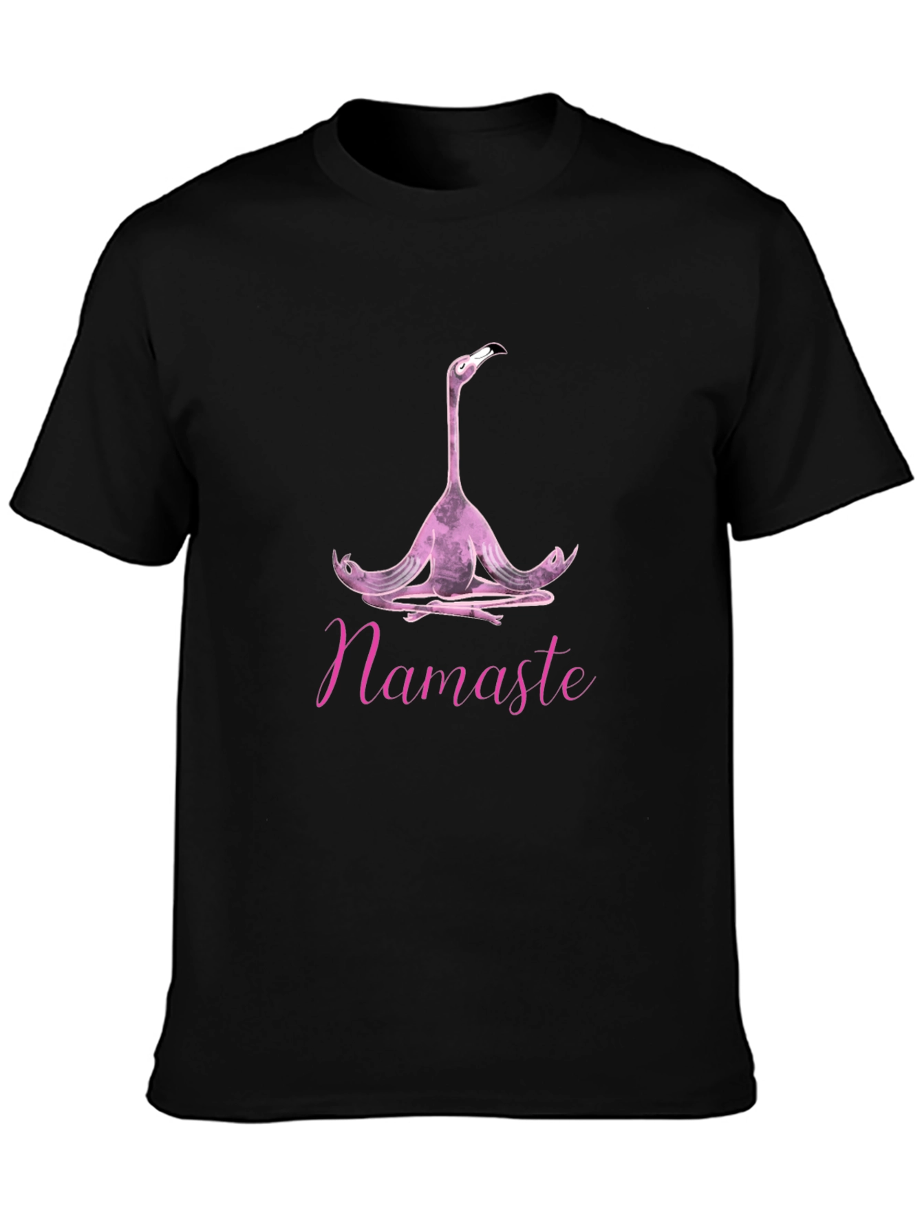 Black Namaste Flamingo Yoga Graphic Tee - Unisex Black T-Shirt view 3
