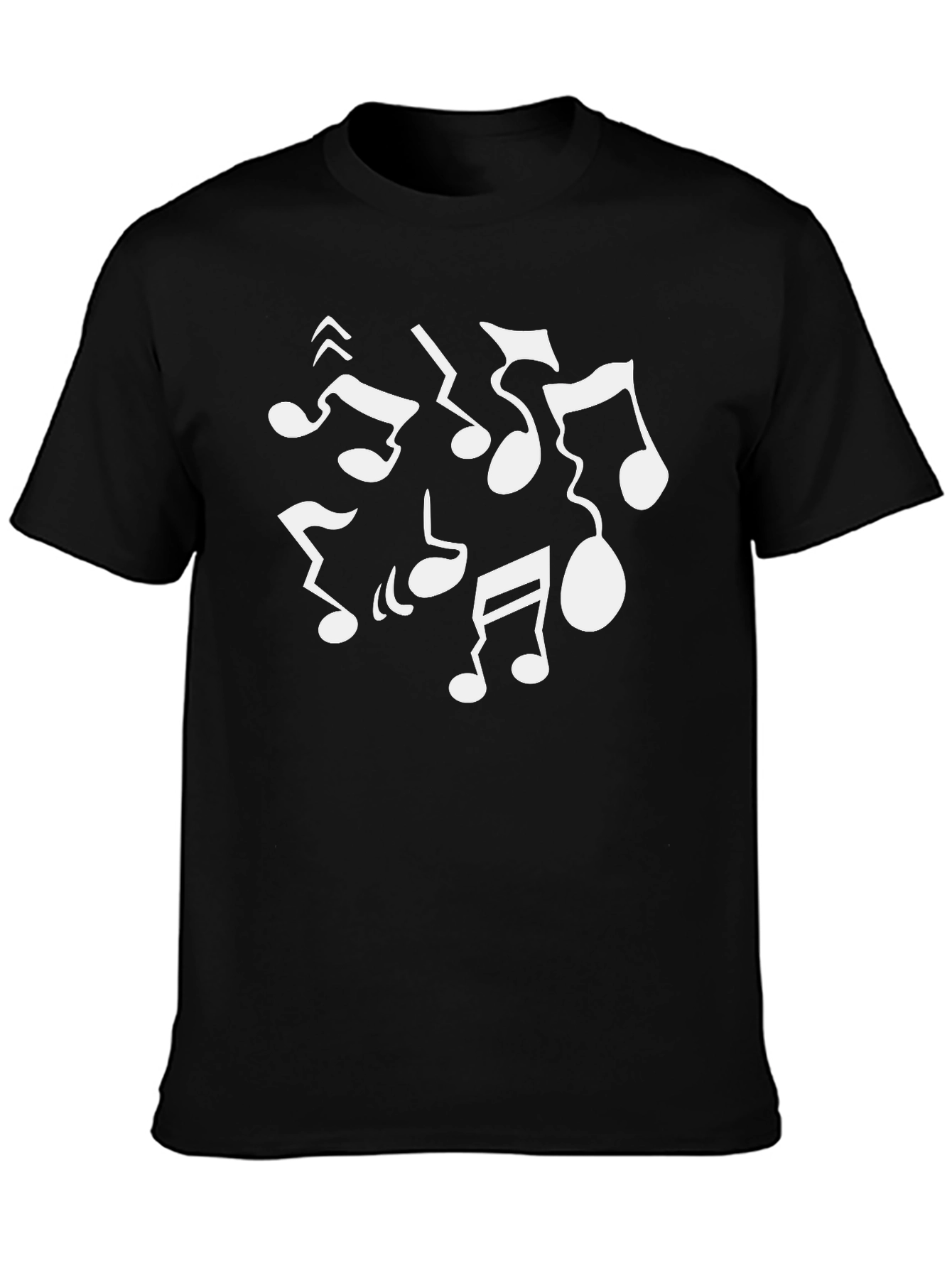 Black Musical Notes T-Shirt - Black Cotton Tee view 3