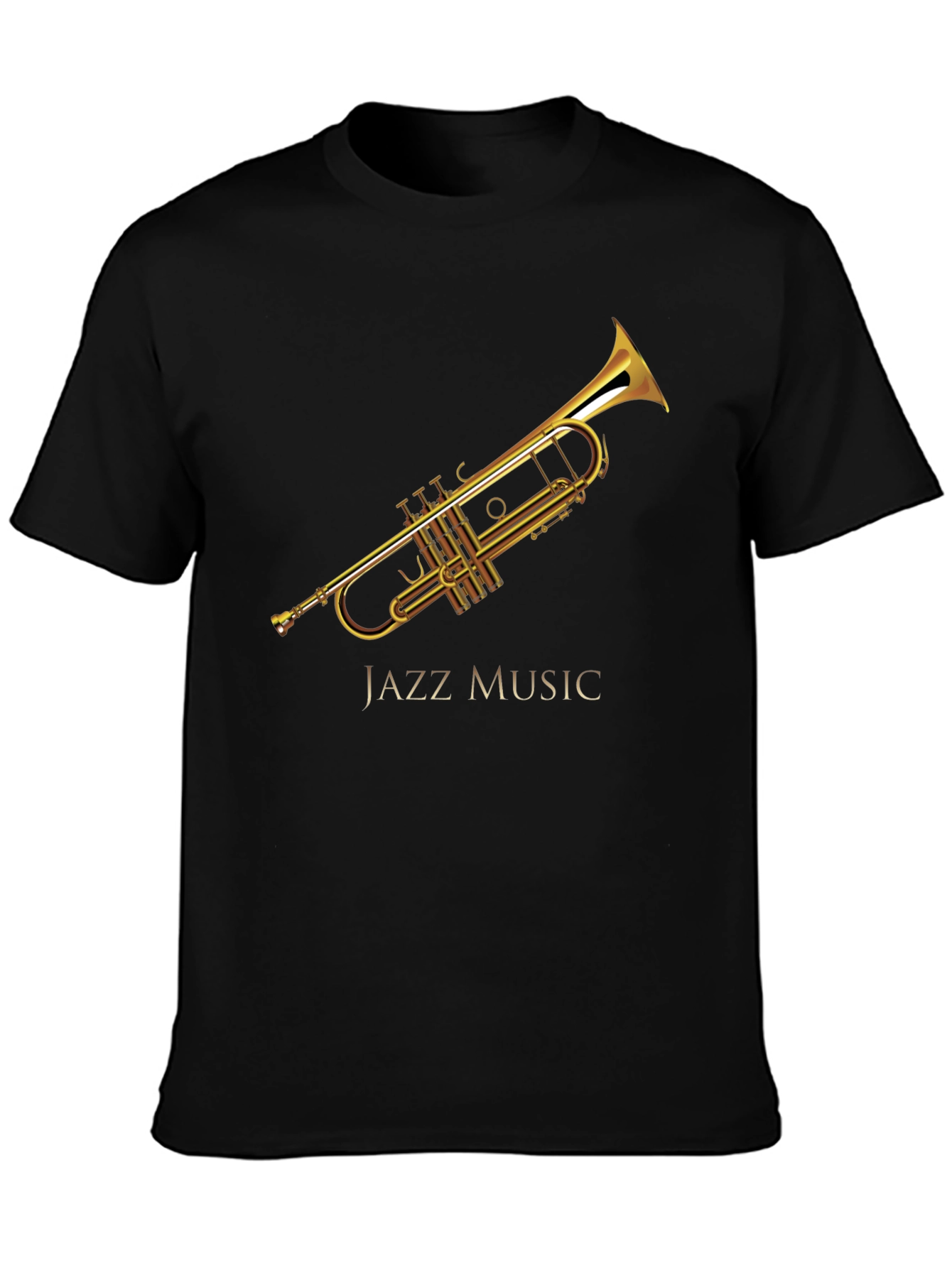 Black Jazz Music Trumpet Graphic Black T-Shirt view 3