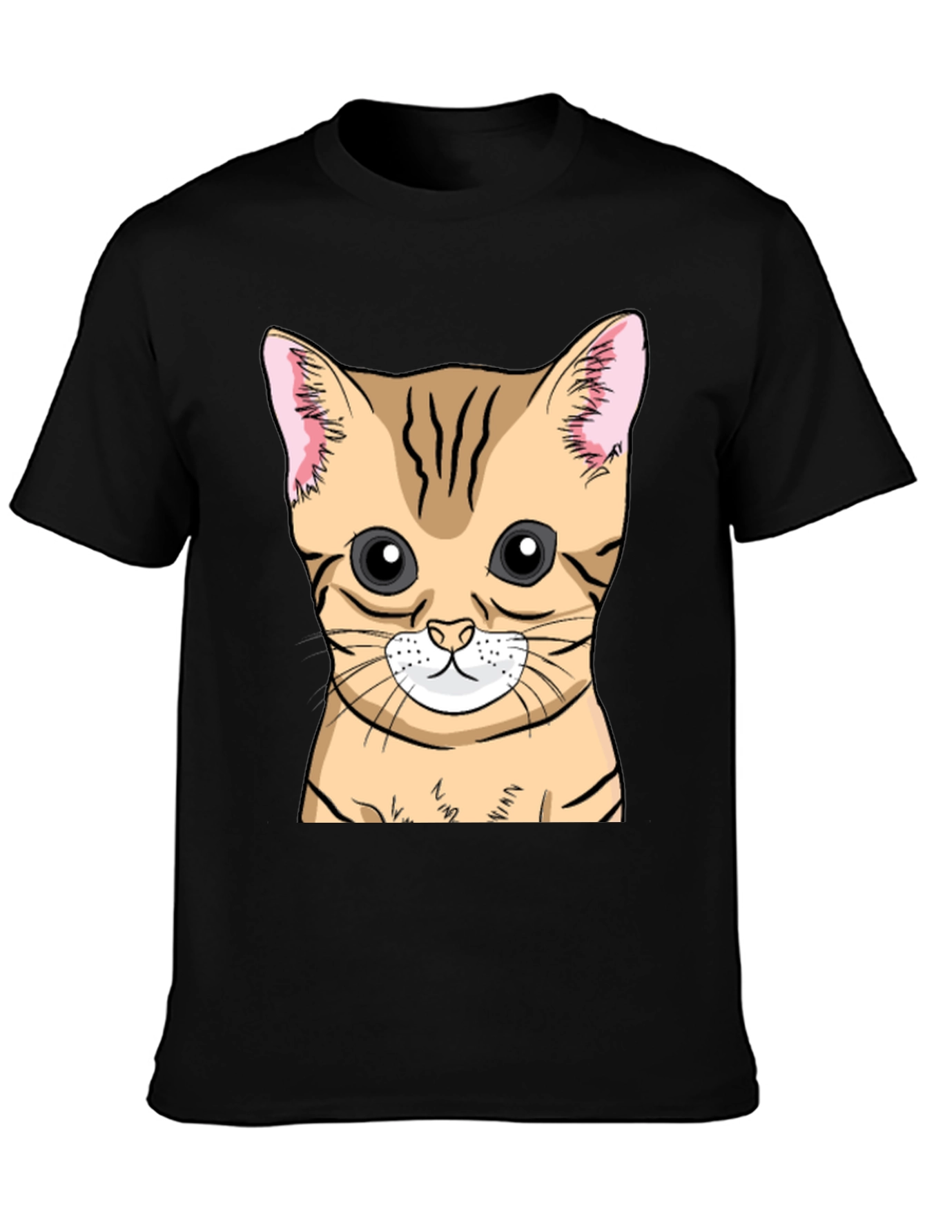 Black Cute Cat Graphic Tee - Black view 3