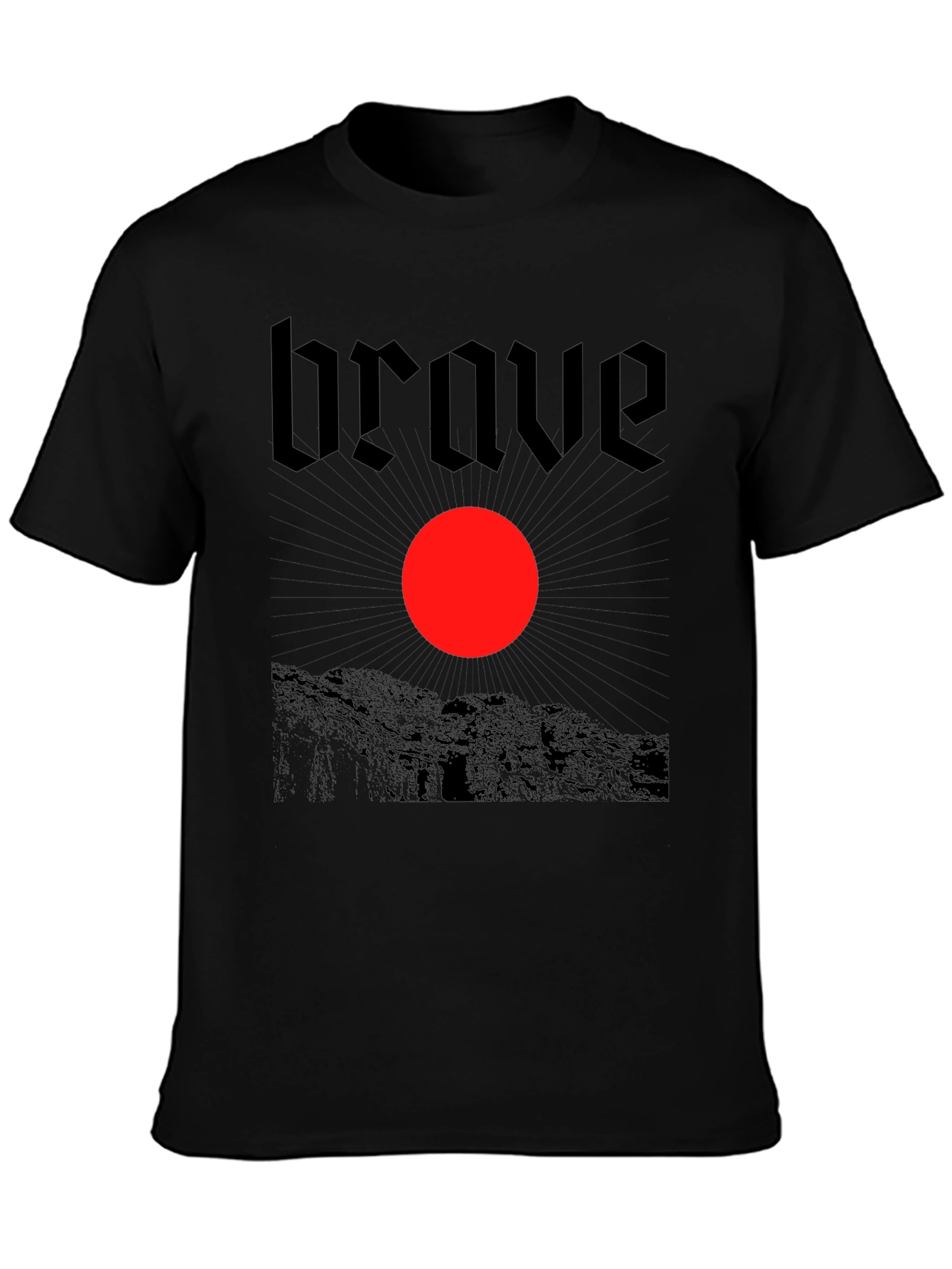 Black Brave Graphic Tee - Black Cotton T-Shirt view 3