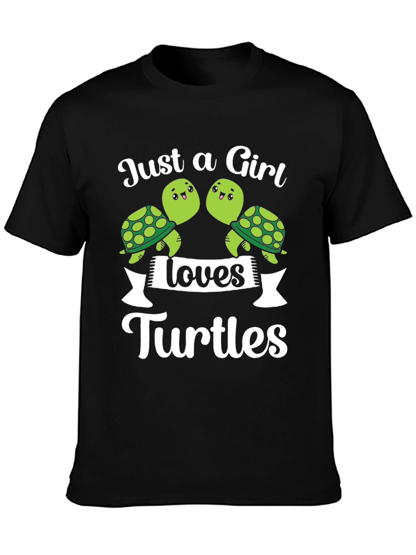 Black Just a Girl Loves Turtles T-Shirt view 3