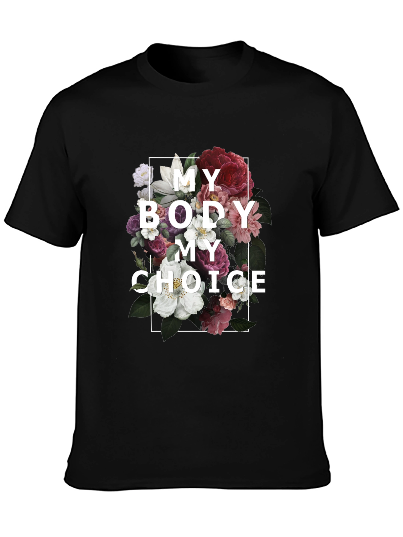 Black Floral My Body My Choice T-Shirt view 3