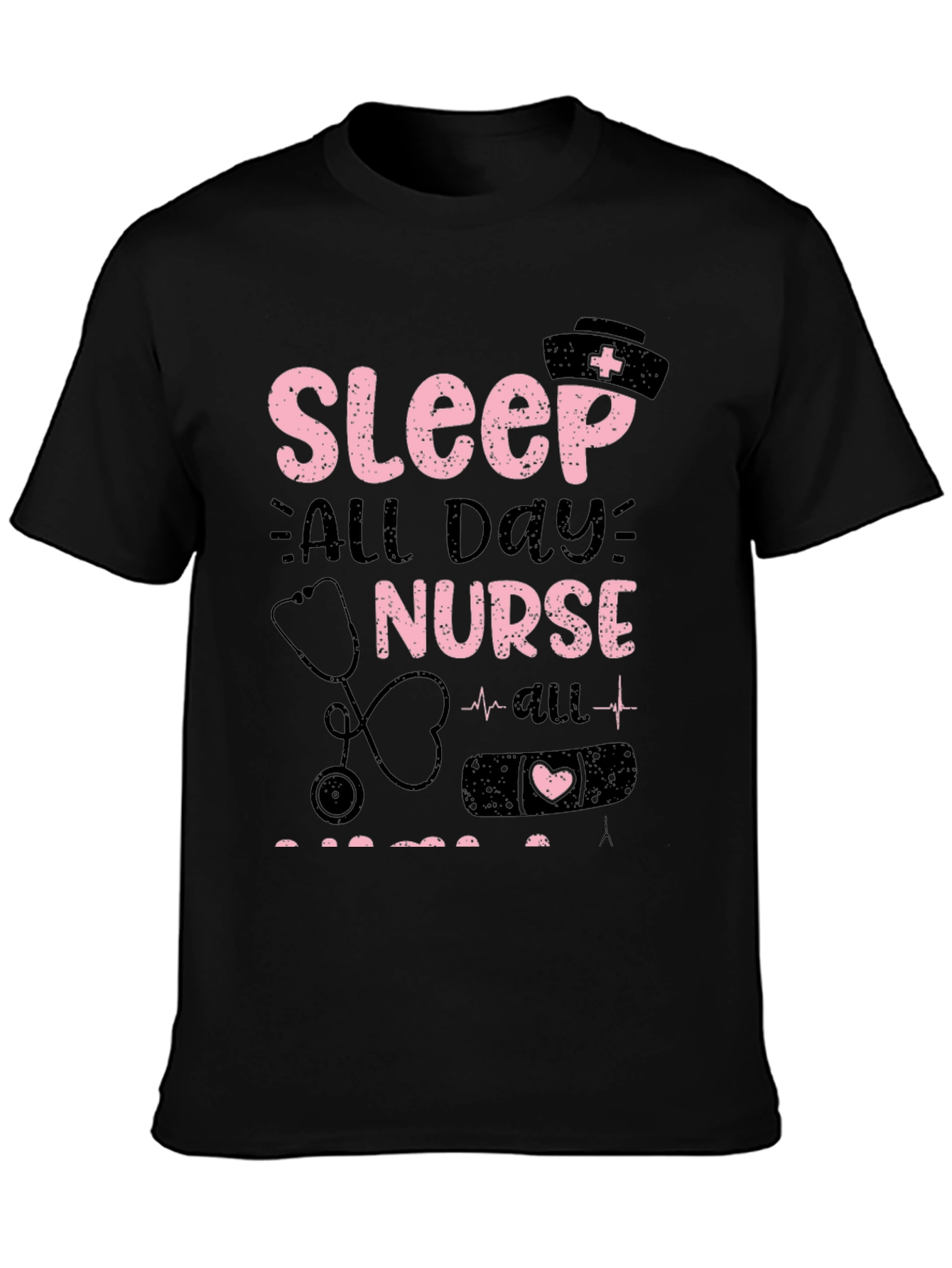 Black Sleep All Day Nurse T-Shirt view 3