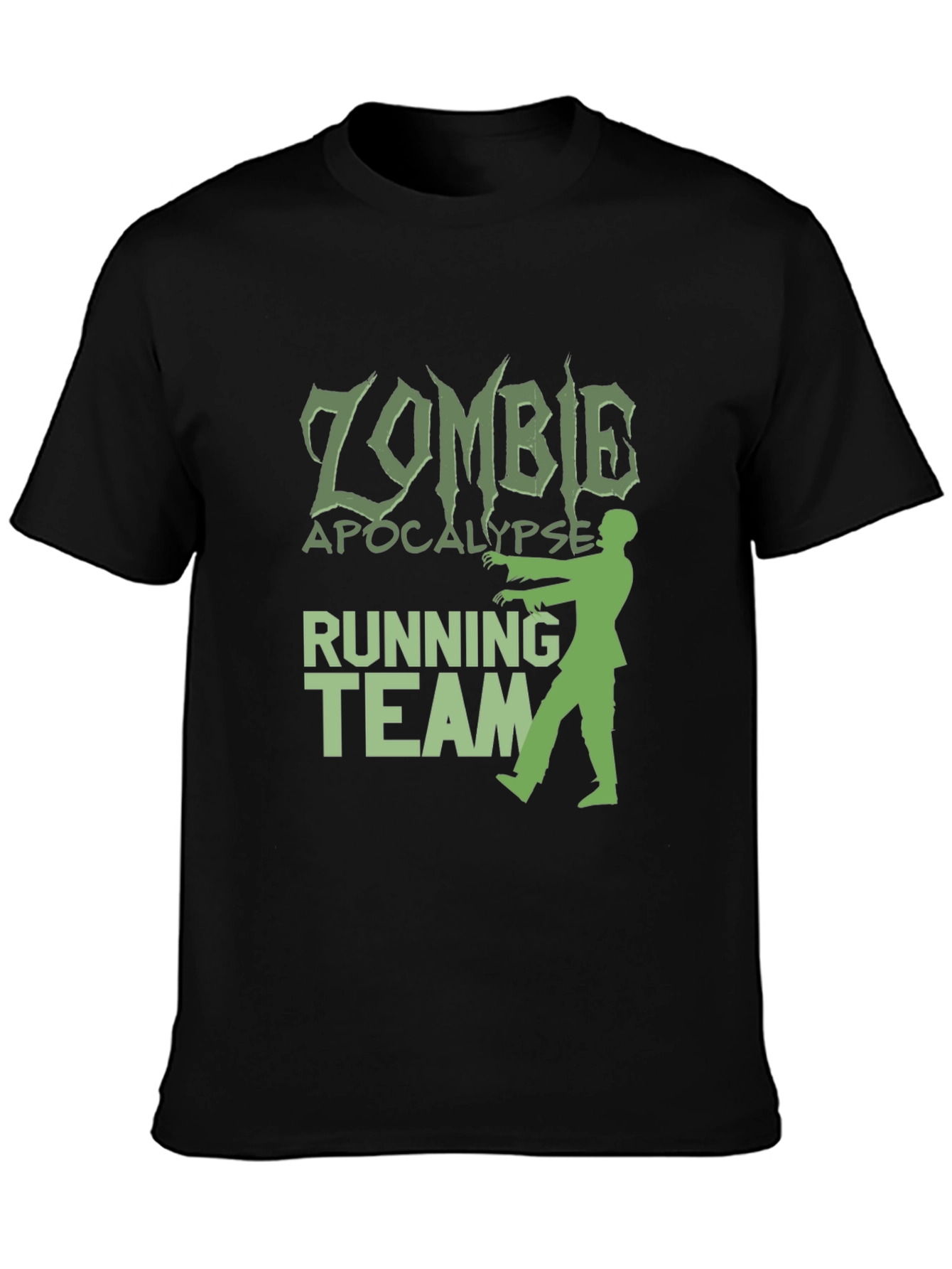 Black Zombie Apocalypse Running Team Graphic T-Shirt view 3
