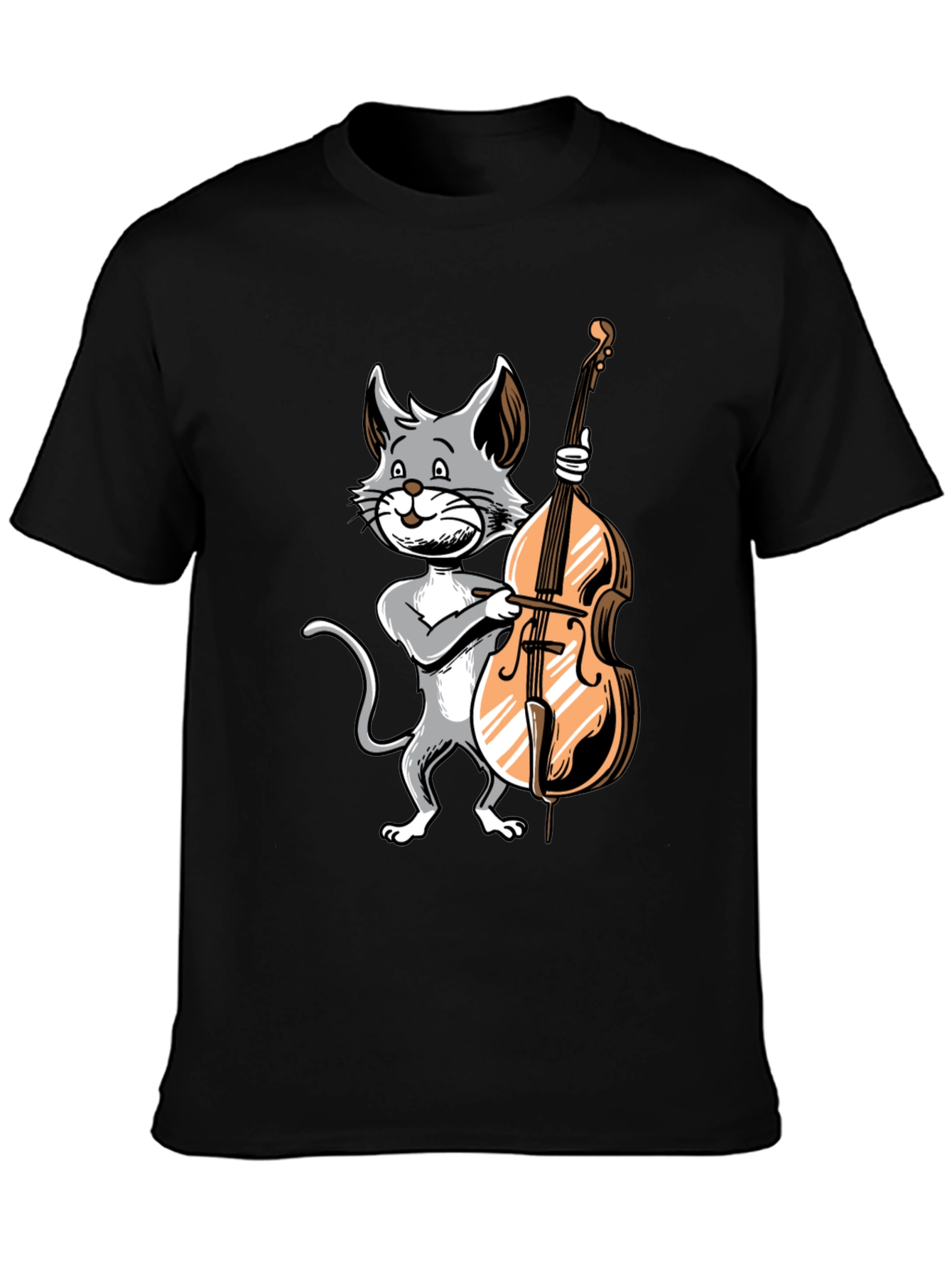 Black Cat Bass Player Graphic T-Shirt view 3