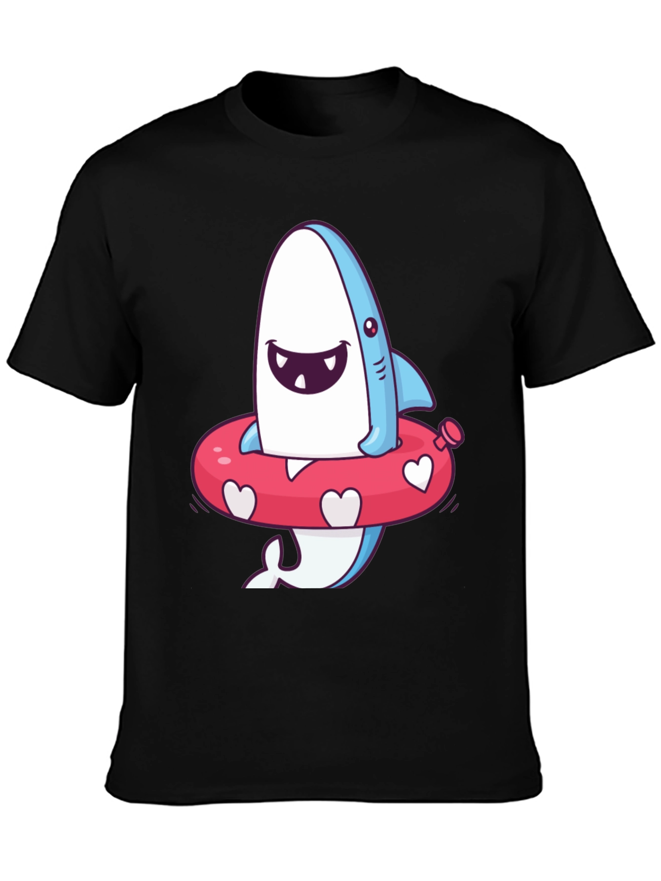 Black Cartoon Shark T-Shirt - Fun Summer Style view 3