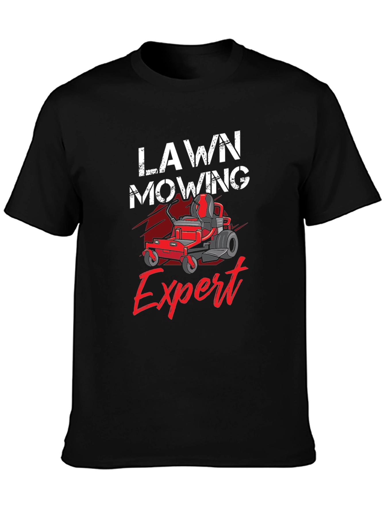 Black Lawn Mowing Expert T-Shirt view 3
