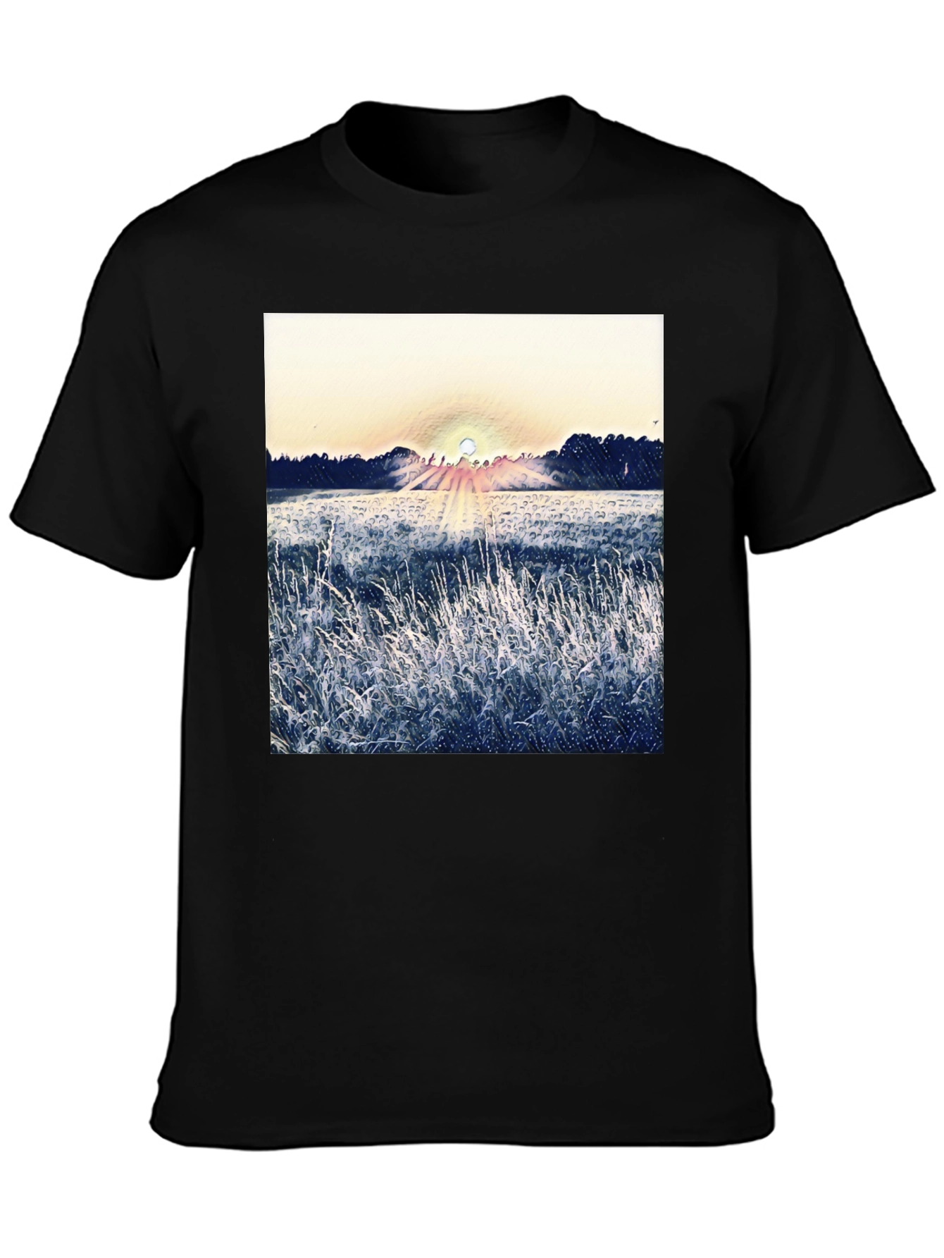 Black Nature Sunrise Graphic T-Shirt - Black view 3