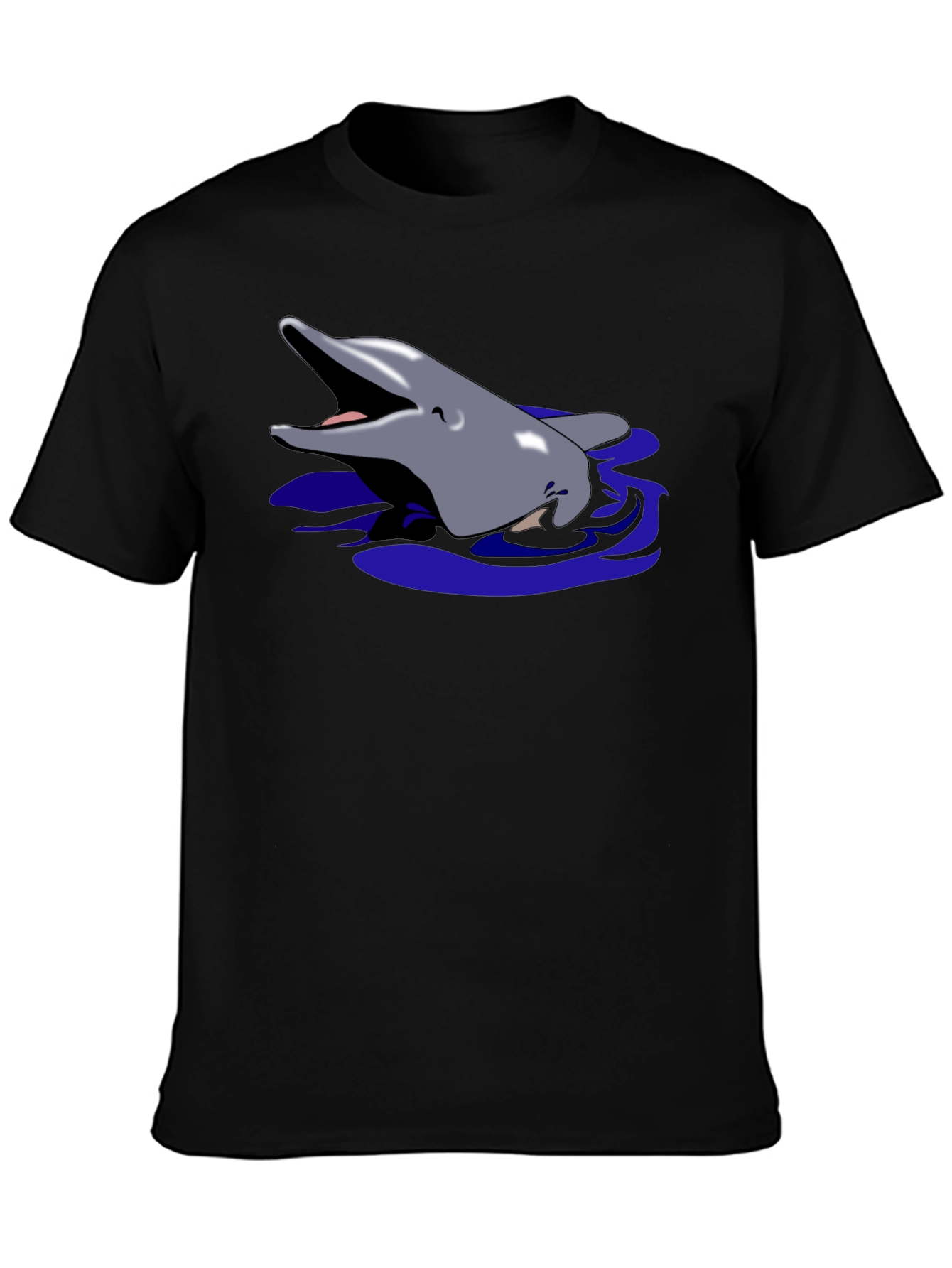 Black Dolphin Graphic Tee - Black Cotton T-Shirt view 3