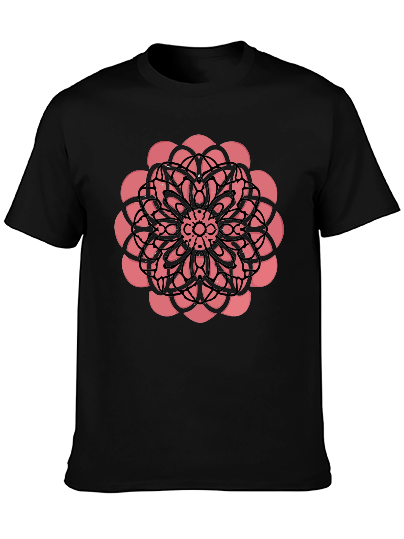 Black Black Tee with Floral Mandala Graphic view 3