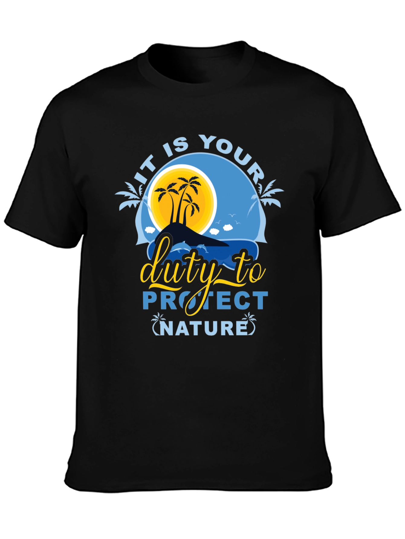Black Protect Nature Graphic Tee - Black Cotton T-Shirt view 3