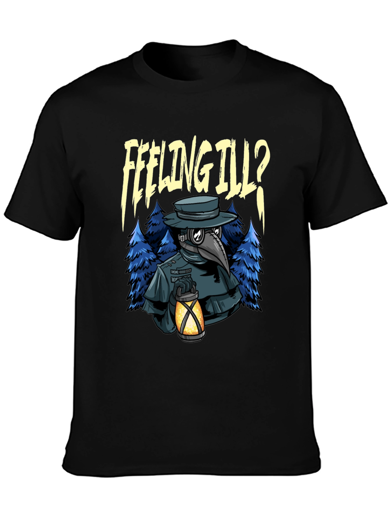 Black Feeling Ill? Plague Doctor Graphic Tee view 3