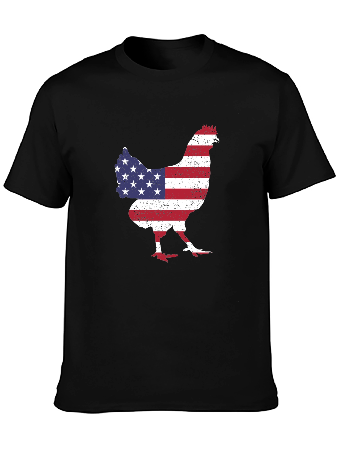 Black American Flag Chicken Graphic Tee view 3