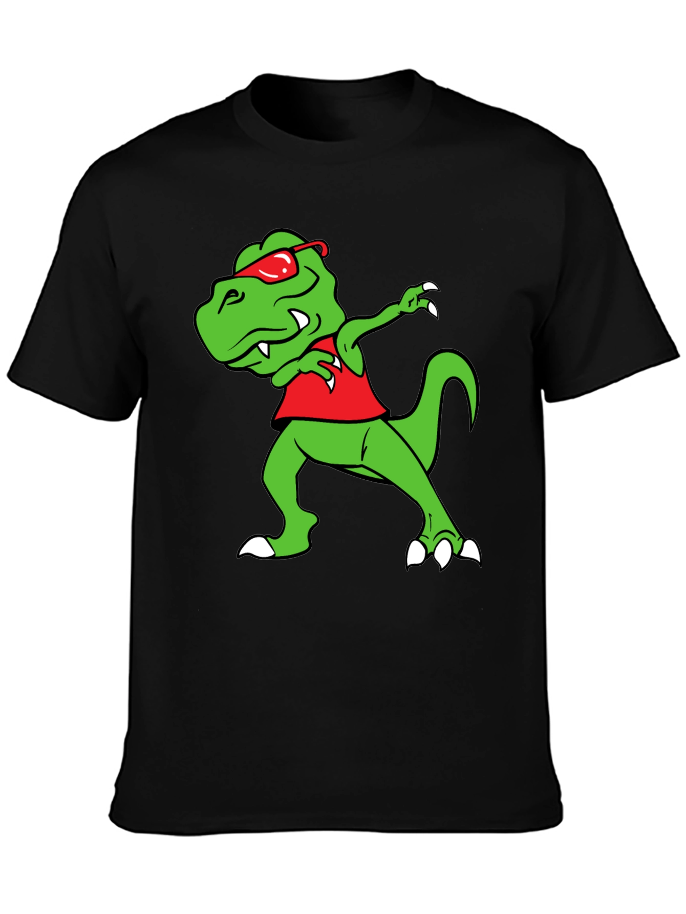 Black Dabbing Dino Graphic Tee - Fun Black T-Shirt view 3
