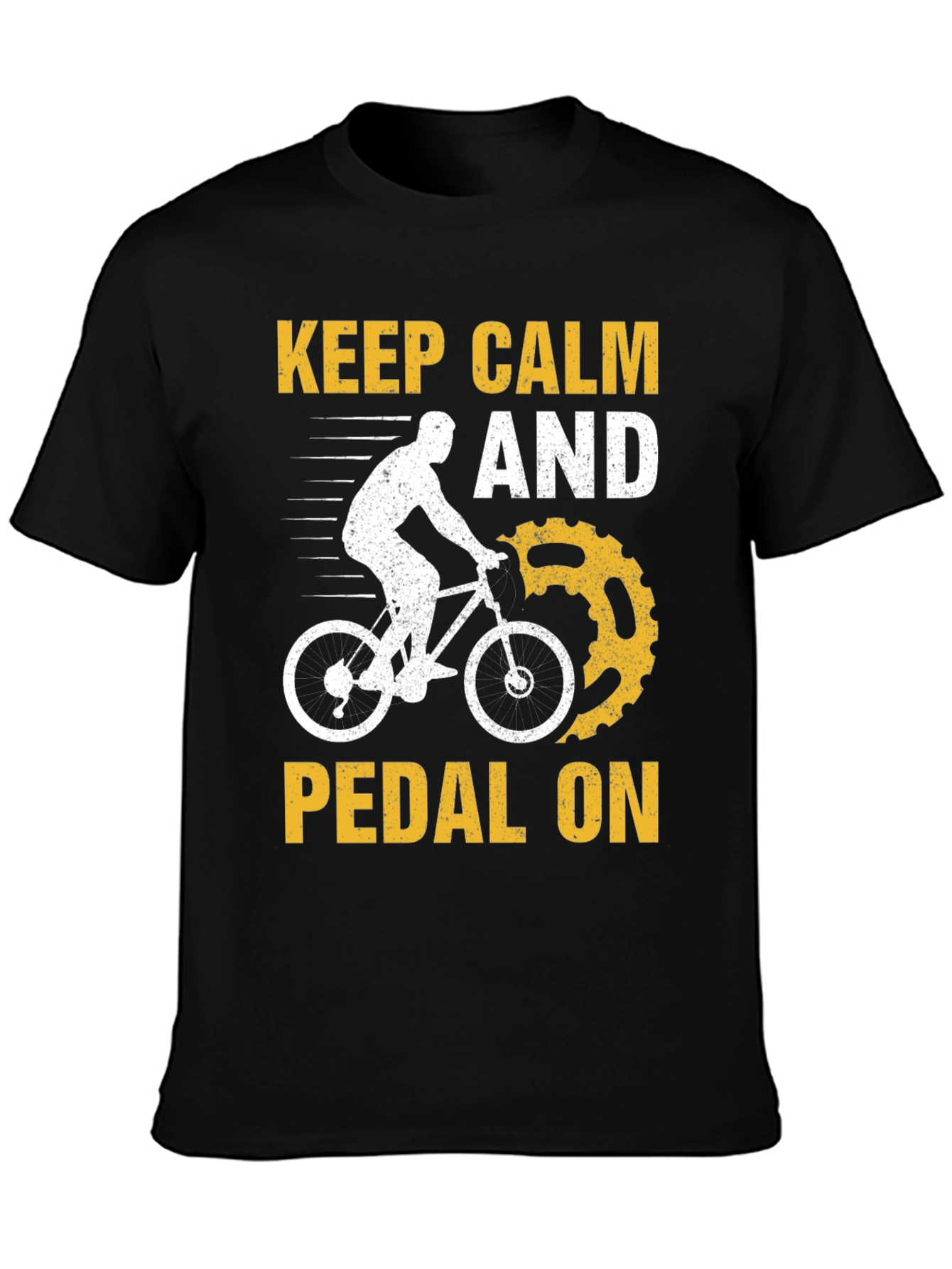 Black Keep Calm and Pedal On T-Shirt view 3