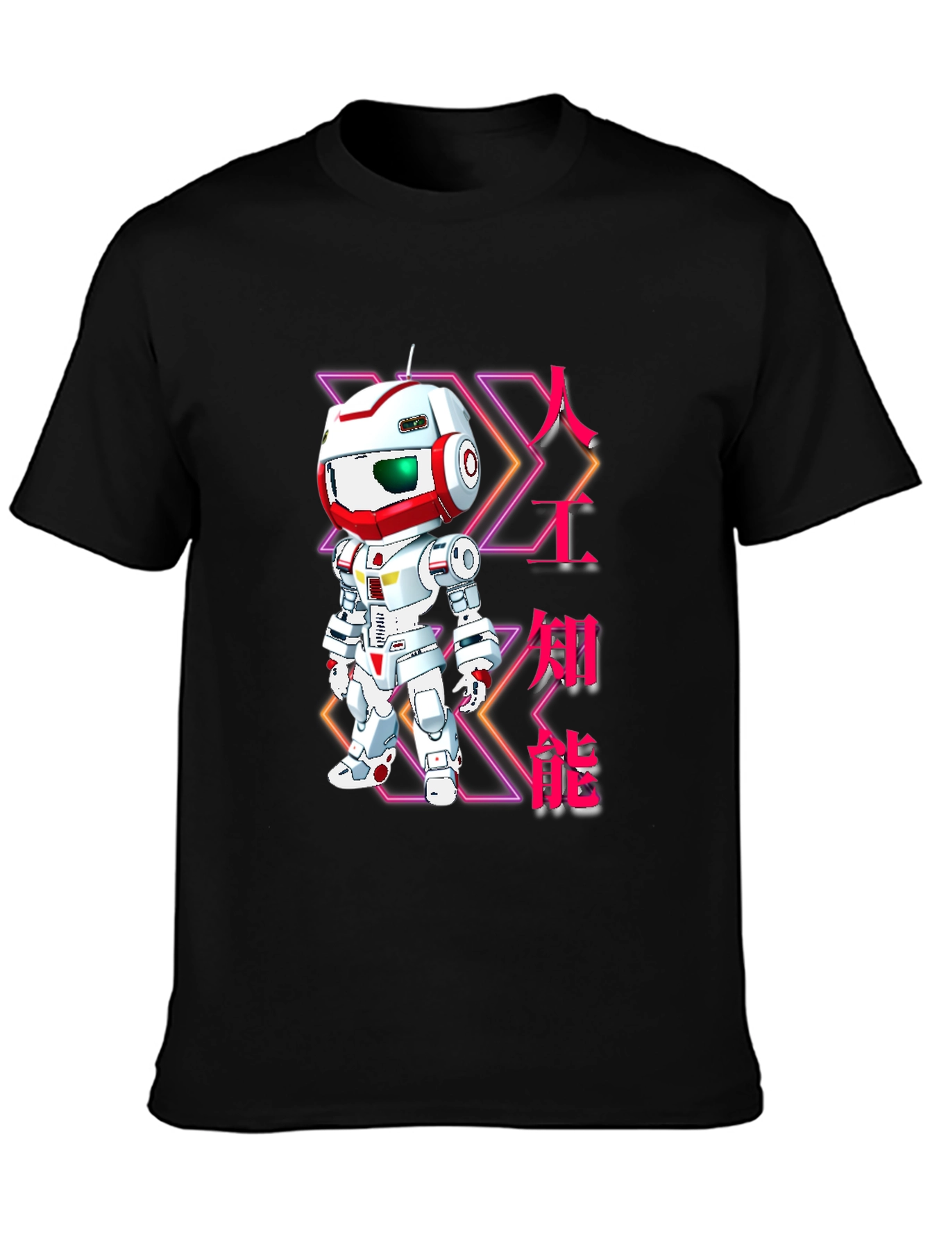 Black Robot AI Graphic Print Black T-Shirt view 3