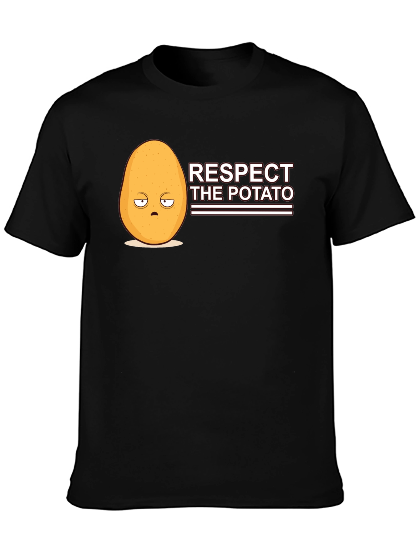 Black Respect the Potato Funny Graphic Tee view 3