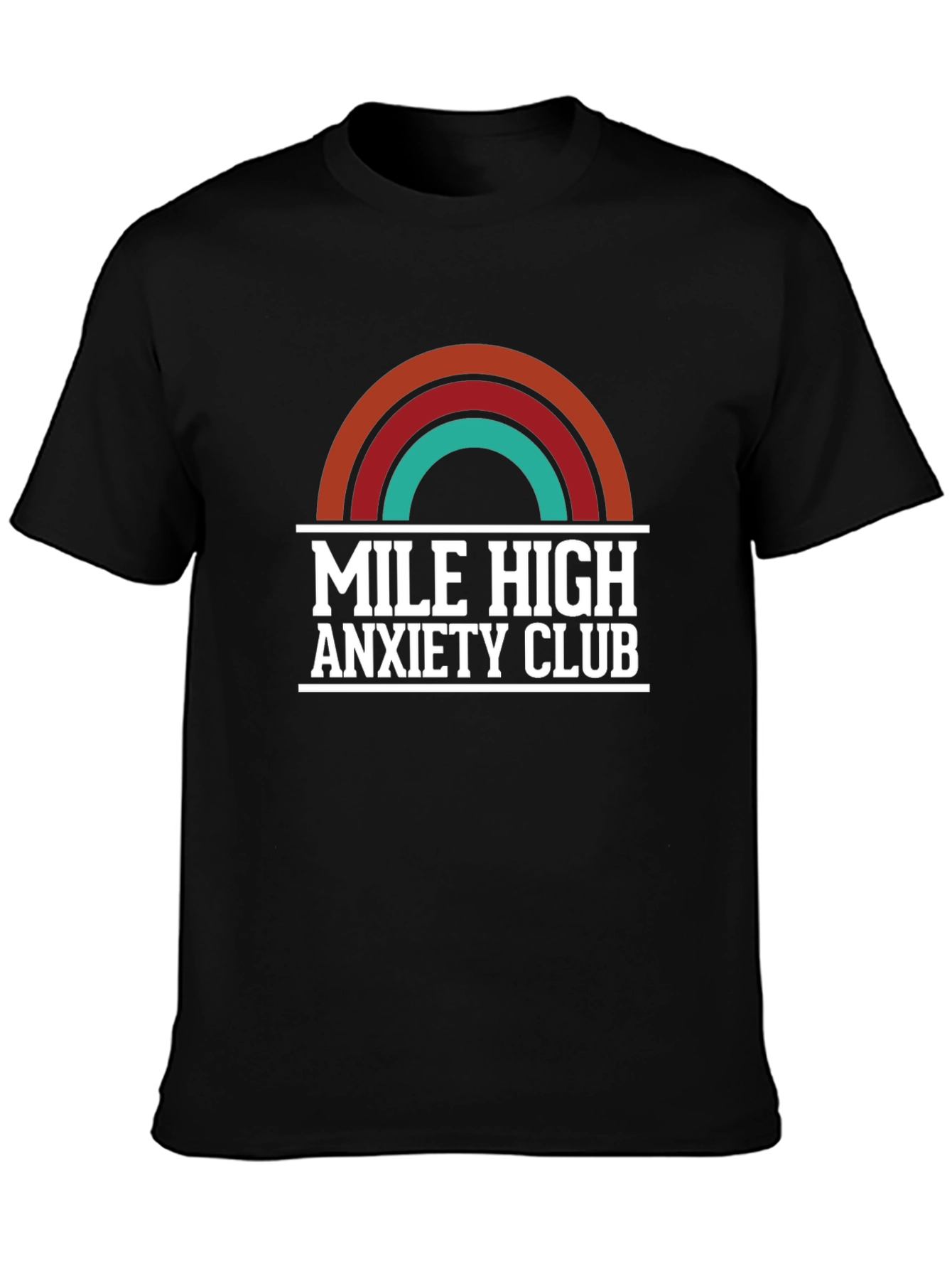 Black Mile High Anxiety Club T-Shirt, Retro Design view 3