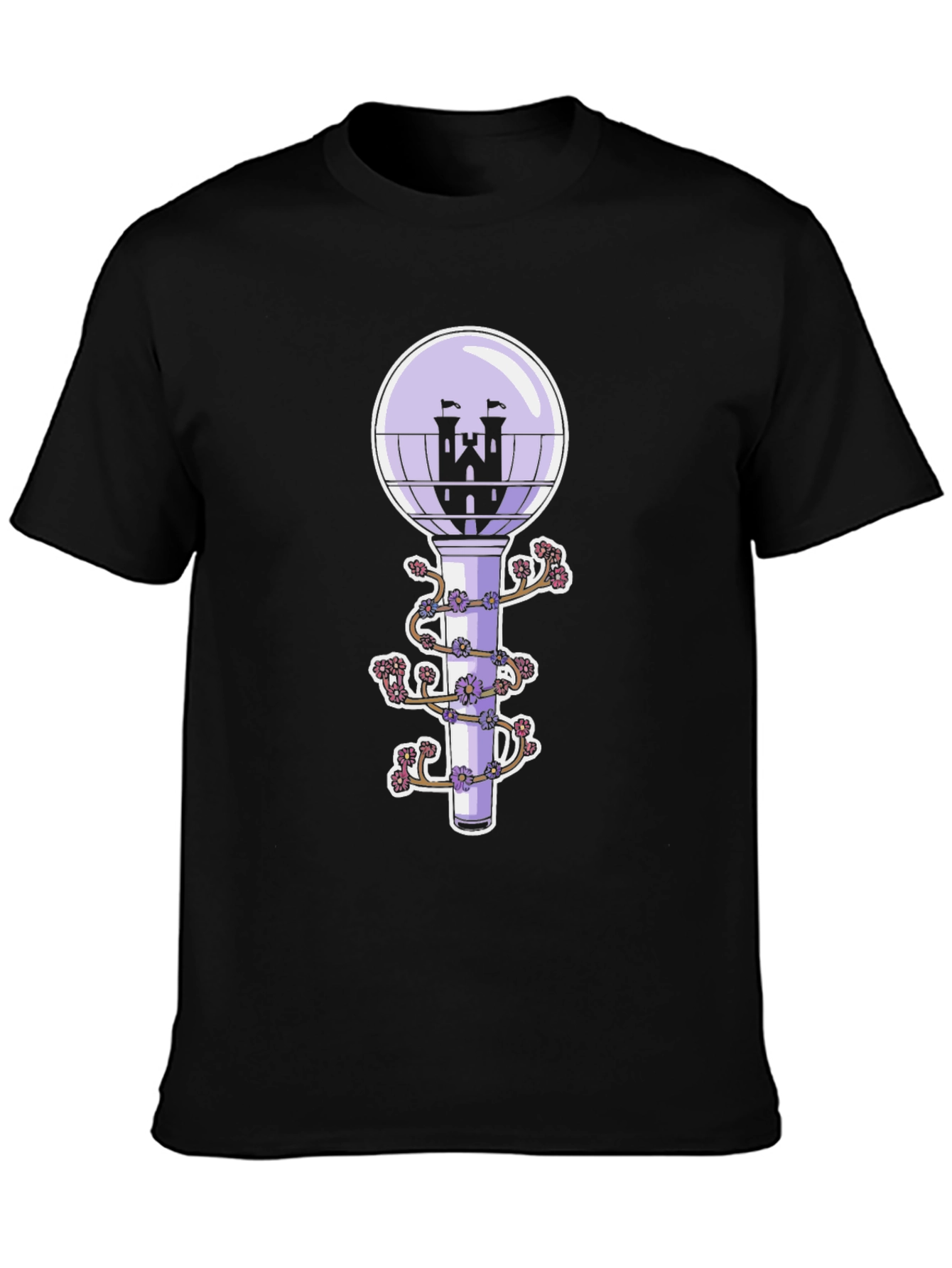 Black Fantasy Castle Lightstick Graphic Tee view 3