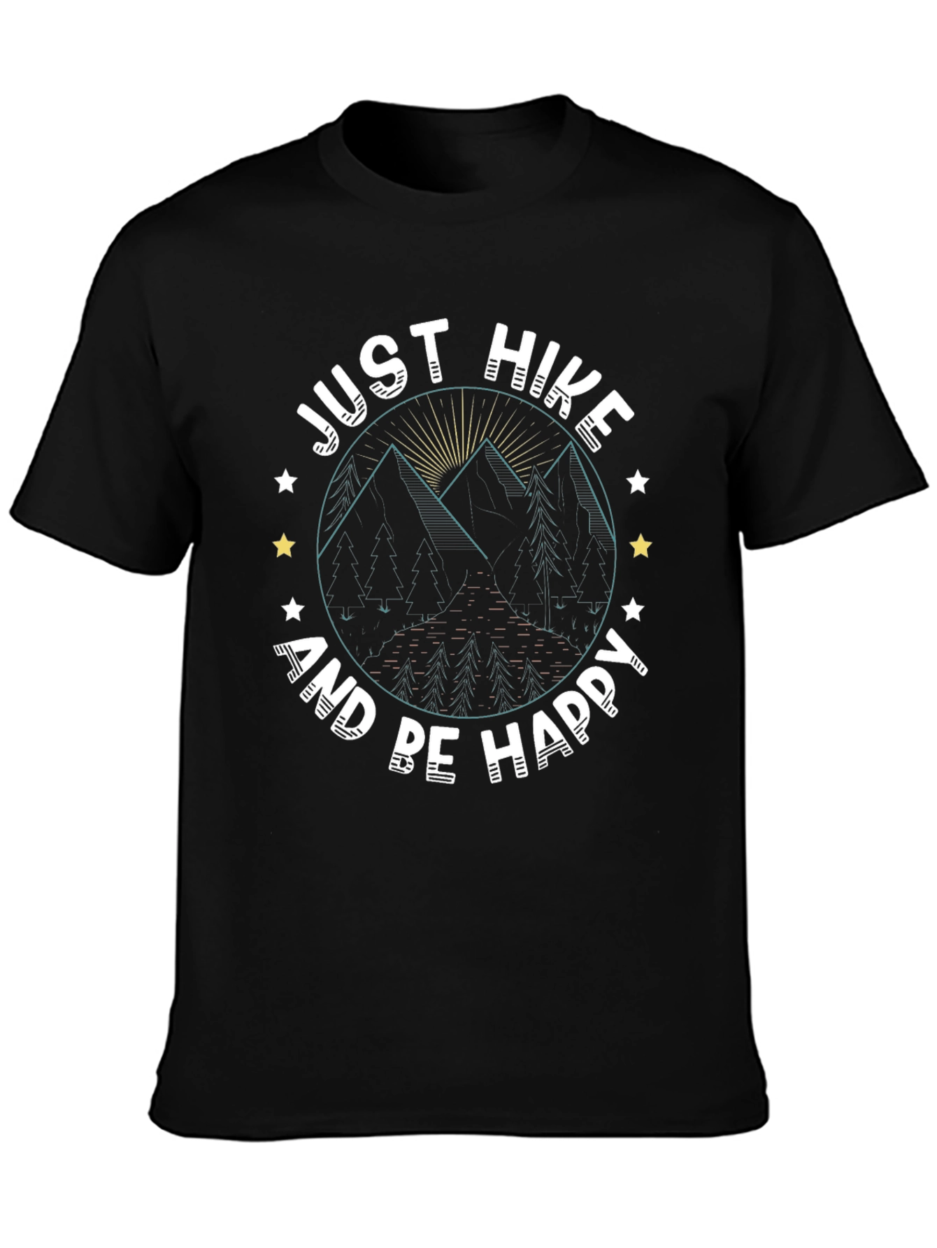 Black Just Hike and Be Happy T-Shirt view 3