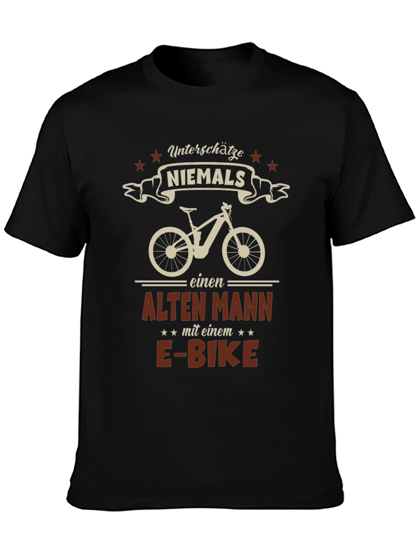 Black E-Bike Old Man Graphic Tee - Black view 3