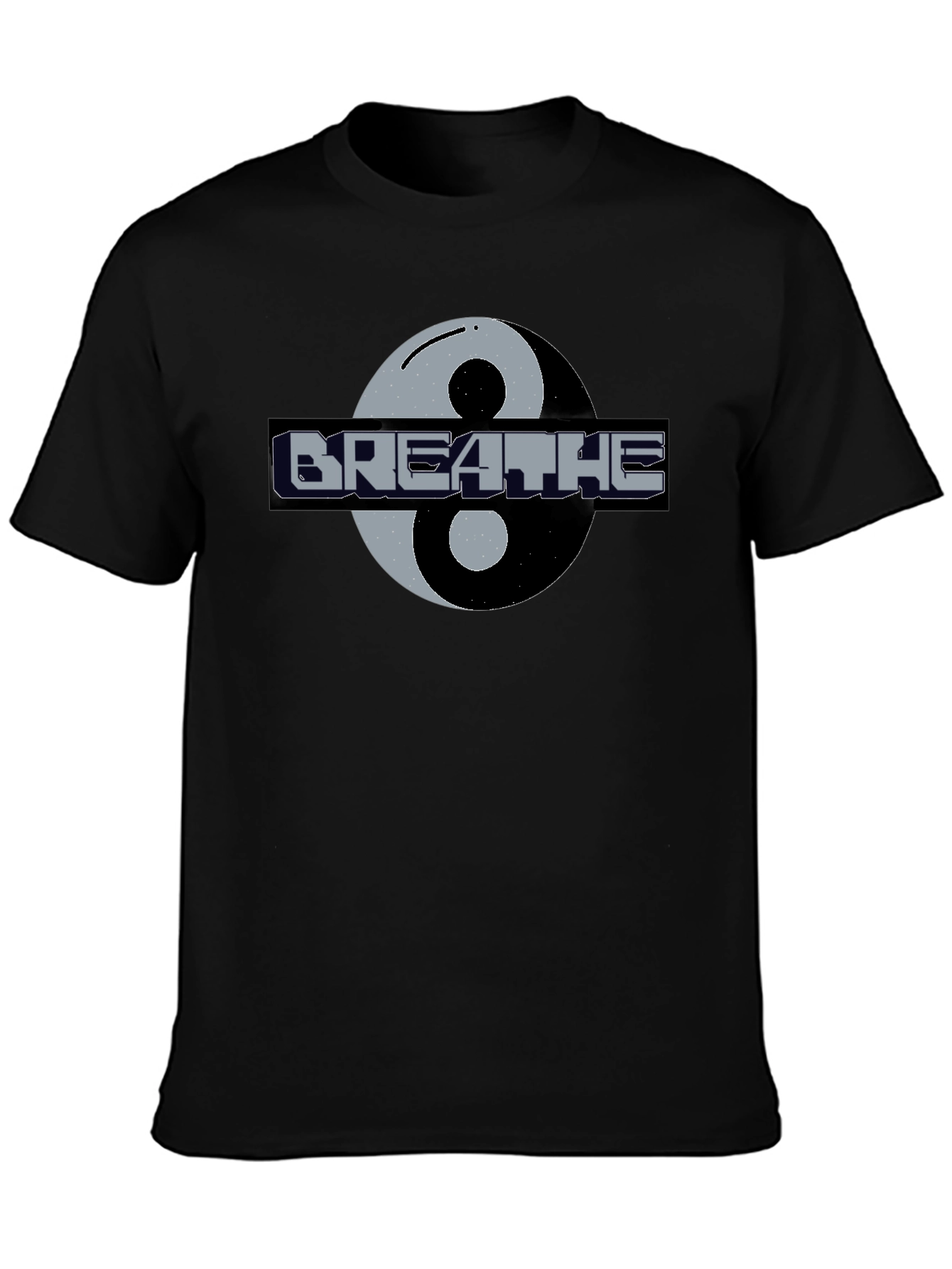 Black Breathe Yin Yang Graphic T-Shirt - Black Casual Tee view 3
