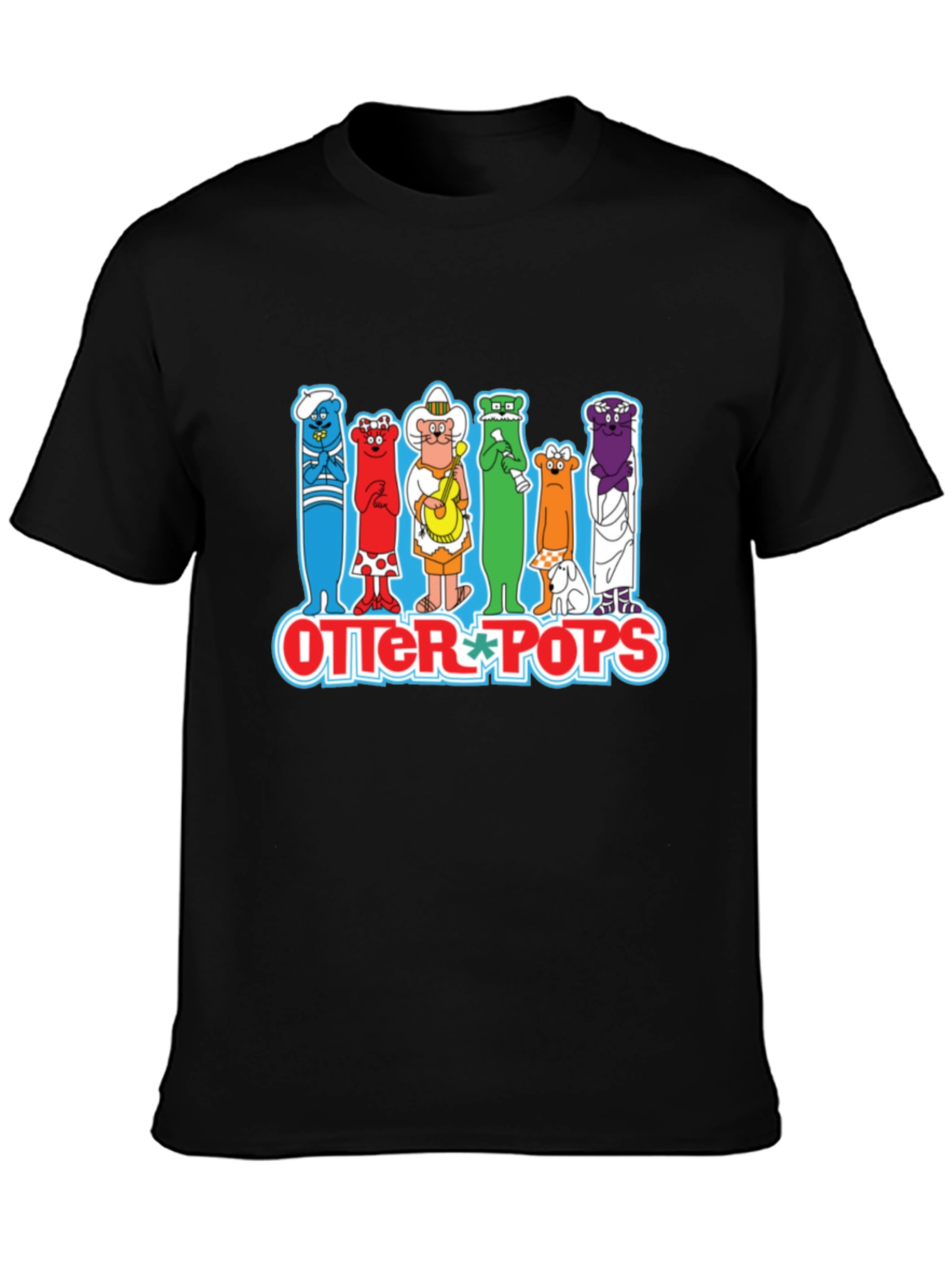 Black Otter Pops Graphic T-Shirt Black Cotton Crew Neck view 3