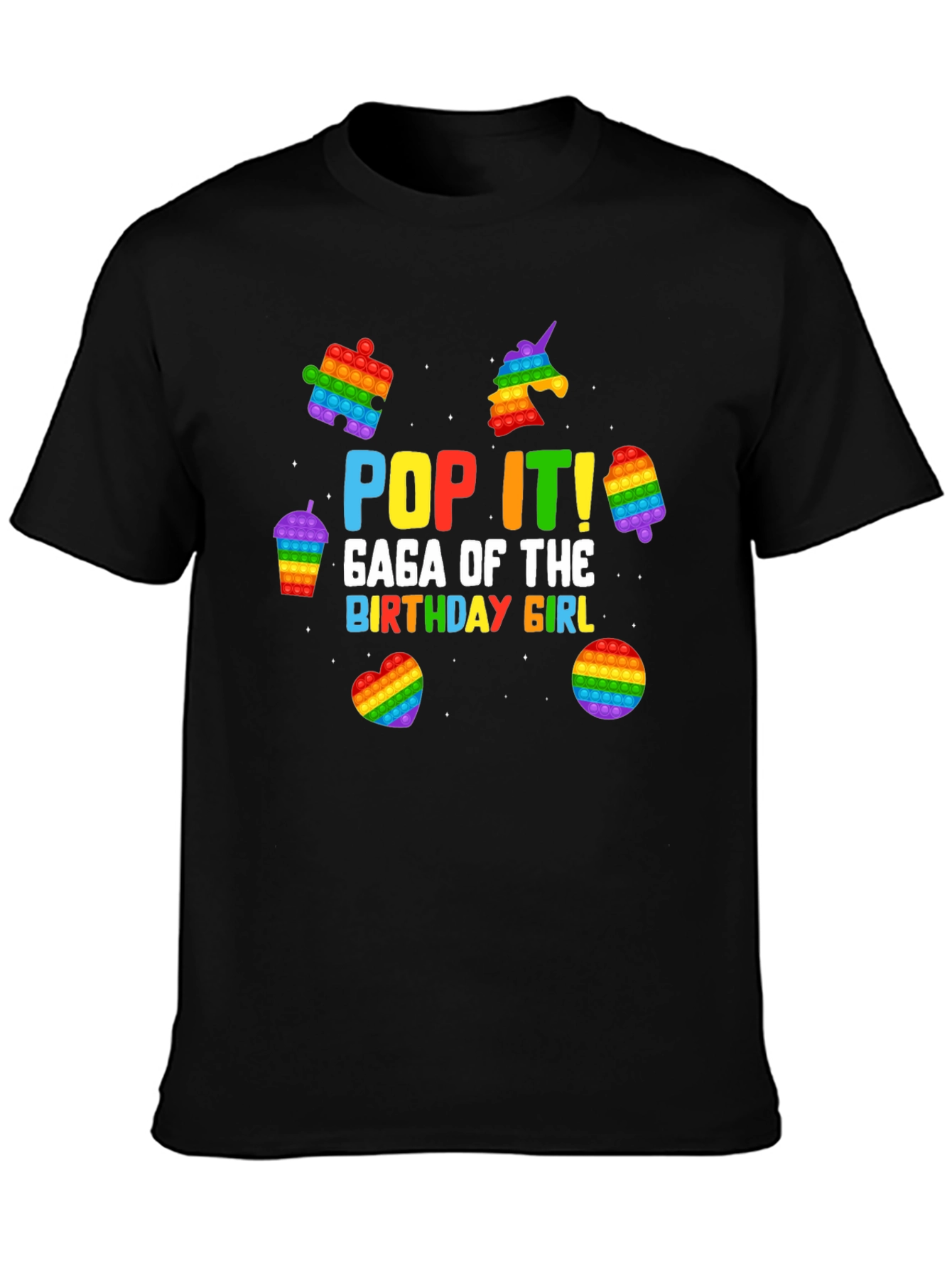 Black Pop It! Birthday Girl T-Shirt view 3