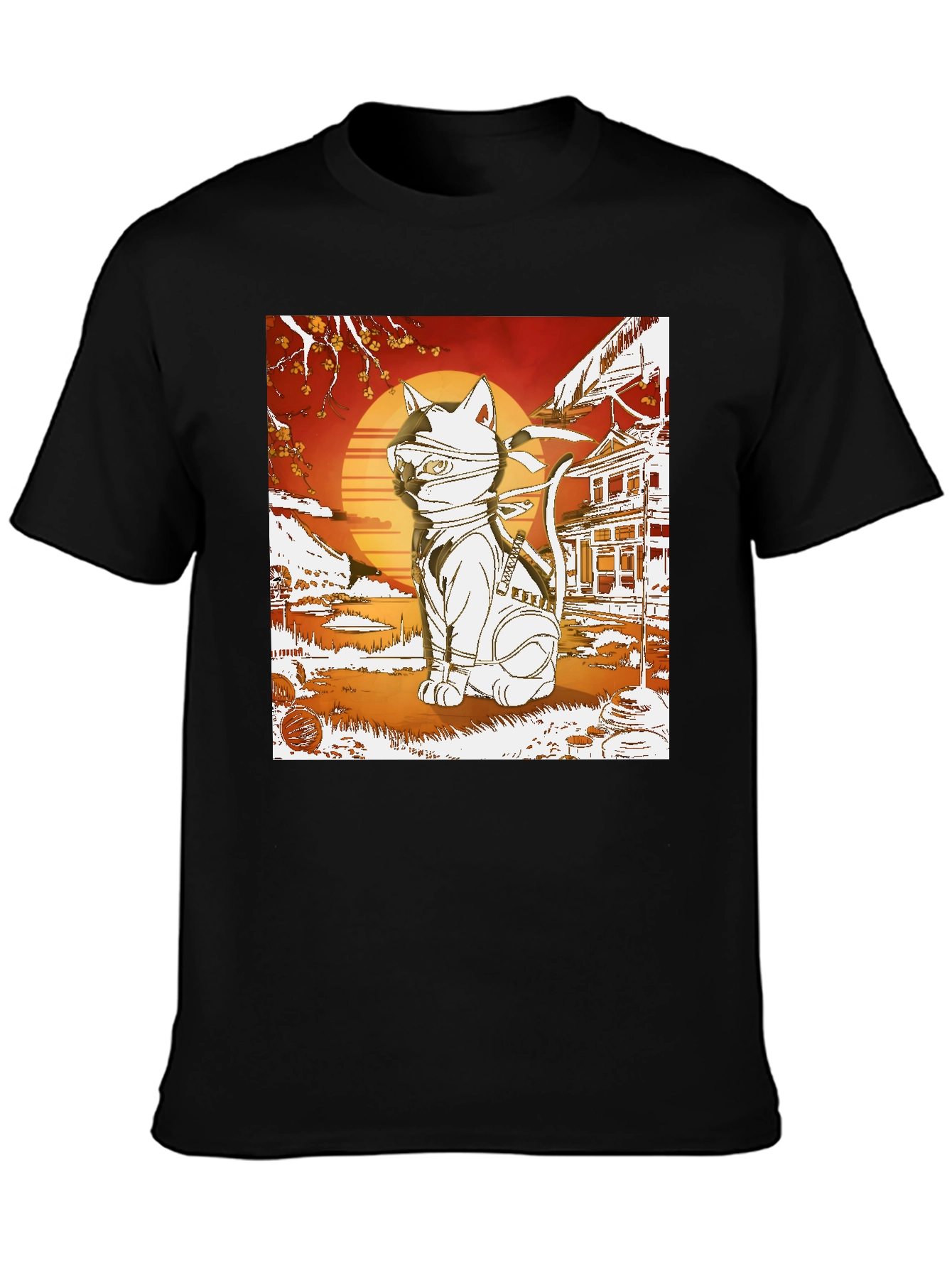 Black Ninja Cat T-Shirt - Cool Graphic Tee view 3