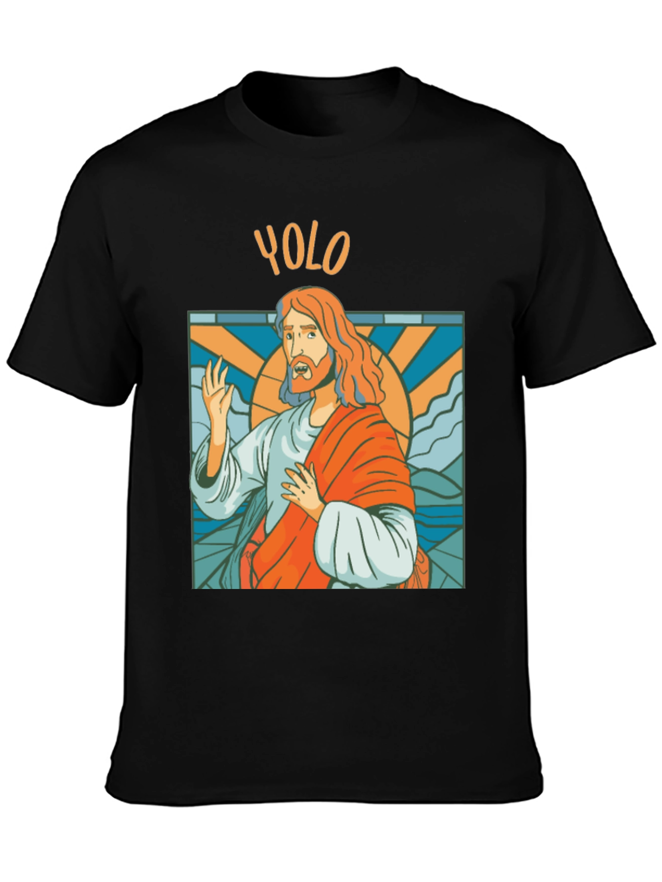 Black YOLO Jesus Graphic Tee - Trendy Novelty T-Shirt view 3