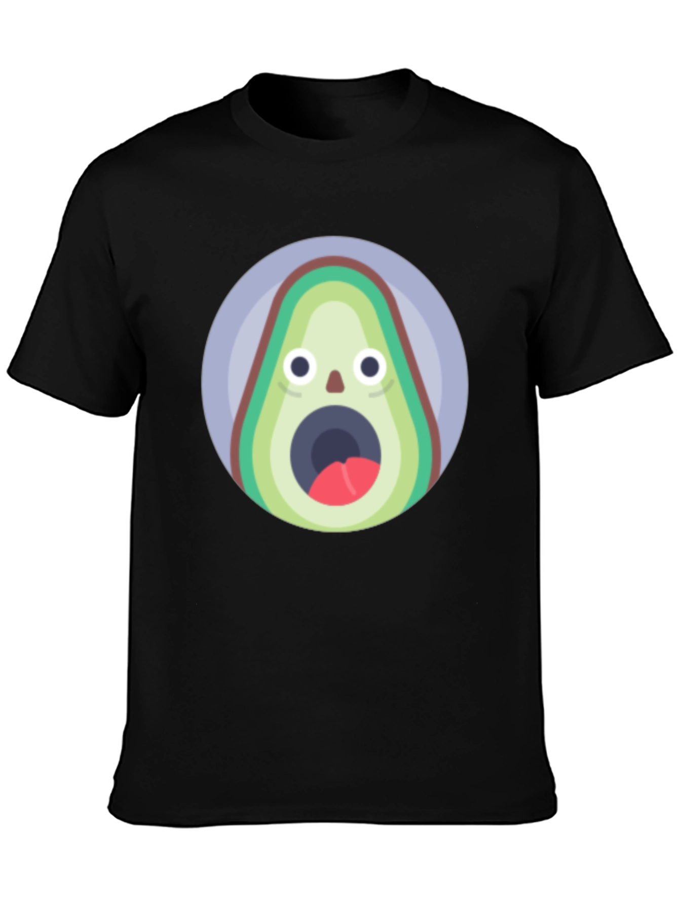 Black Funny Avocado T-Shirt - Shocked Fruit Graphic Tee view 3
