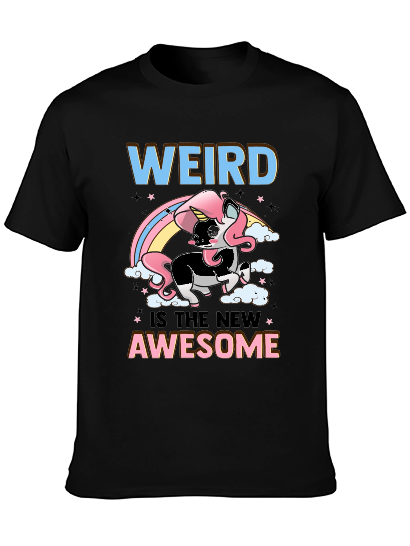 Black Weird is the New Awesome Unicorn Graphic Tee view 3