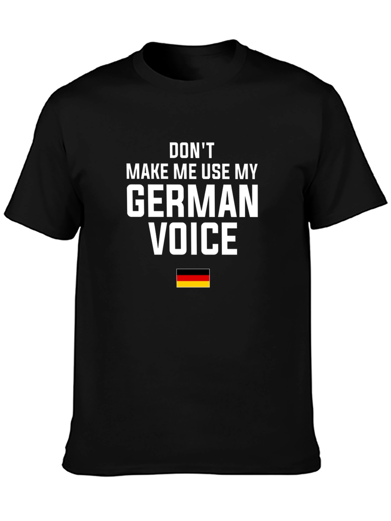 Black Funny German Voice T-Shirt - Black view 3