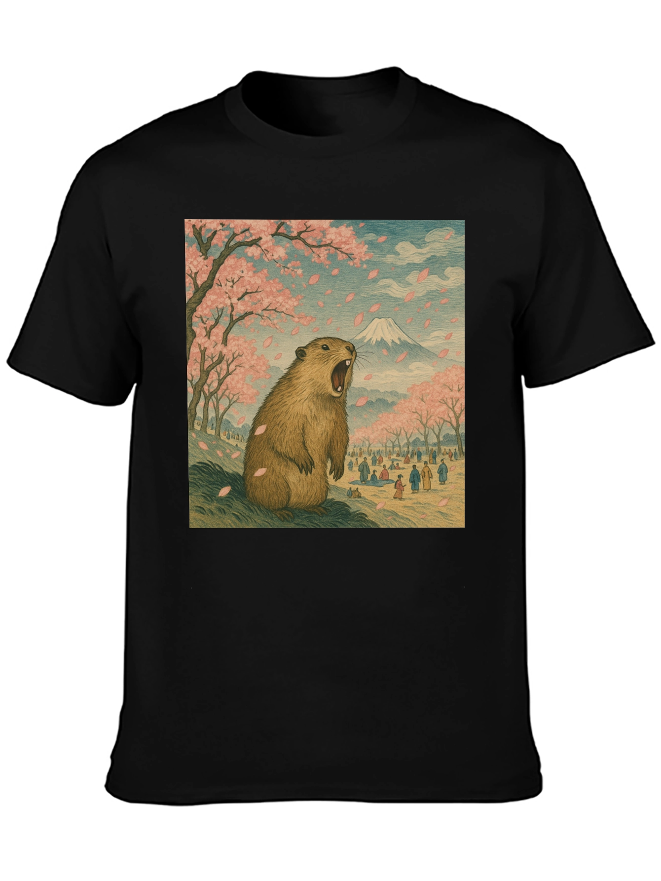 Black Beaver in Blossom T-Shirt view 3