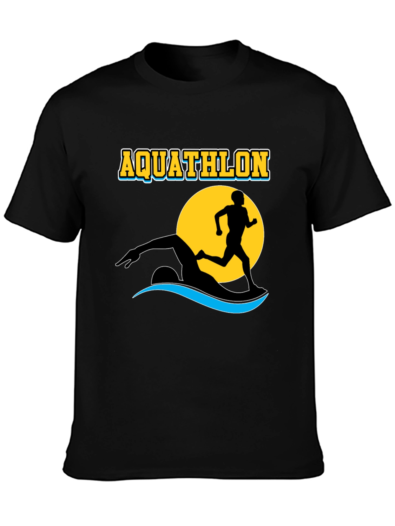 Black Aquathlon T-Shirt: Swim & Run Design view 3