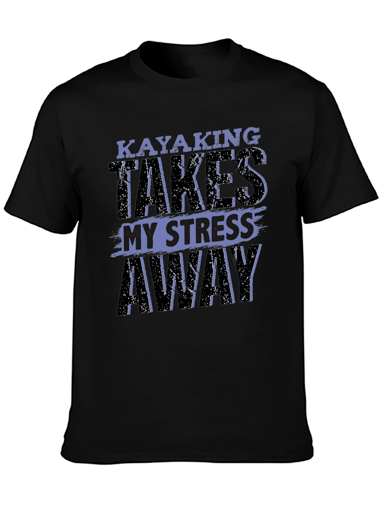 Black Kayaking Takes My Stress Away Graphic T-Shirt view 3