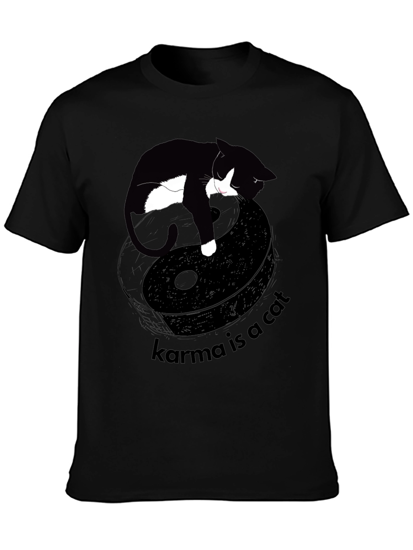 Black Karma is a Cat Graphic Tee - Unisex Black T-Shirt view 3