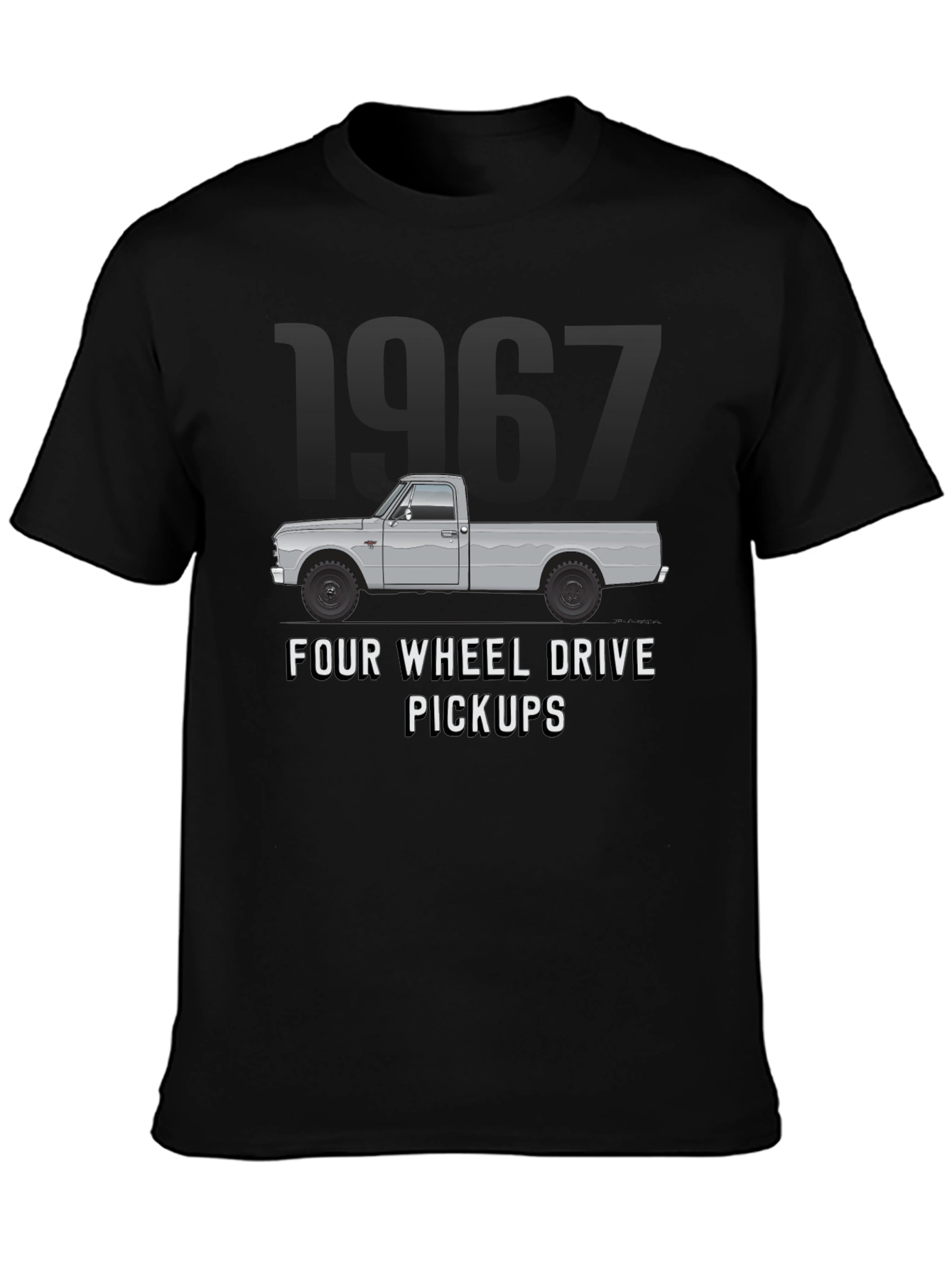 Black 1967 Four Wheel Drive Pickup Truck Graphic Tee view 3