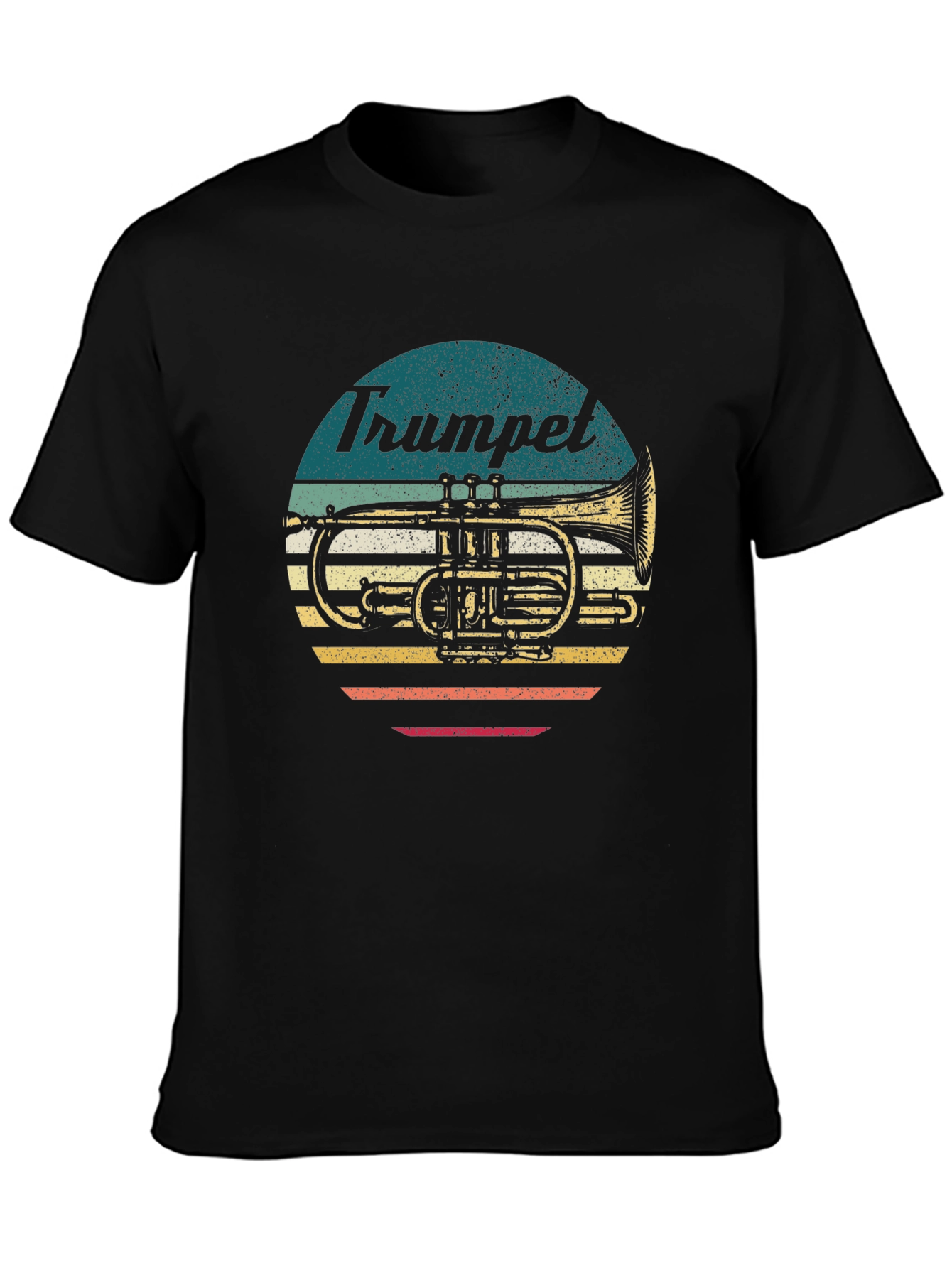 Black Vintage Trumpet Graphic T-Shirt - Retro Style view 3