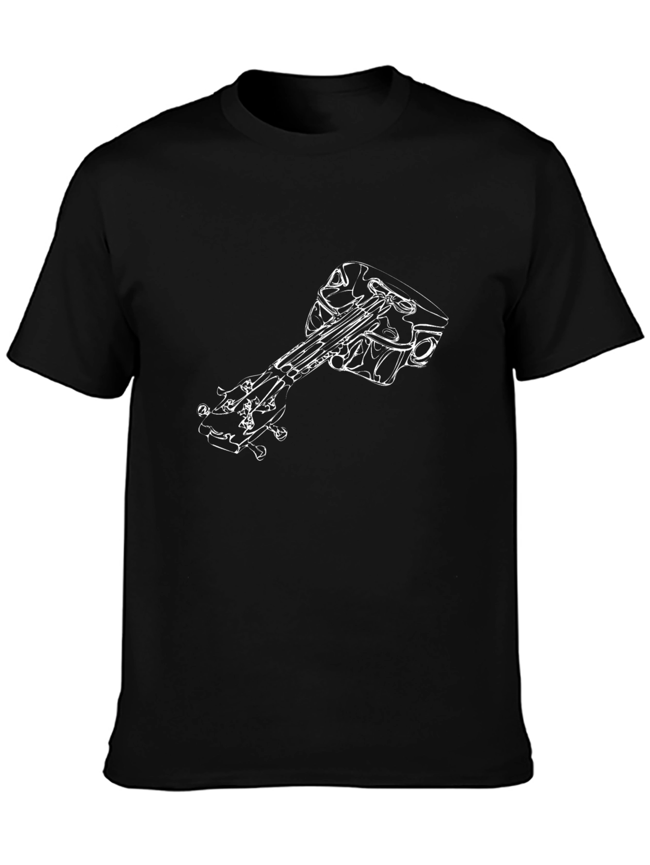 Black Cool Black T-Shirt with Guitar/Engine Graphic view 3