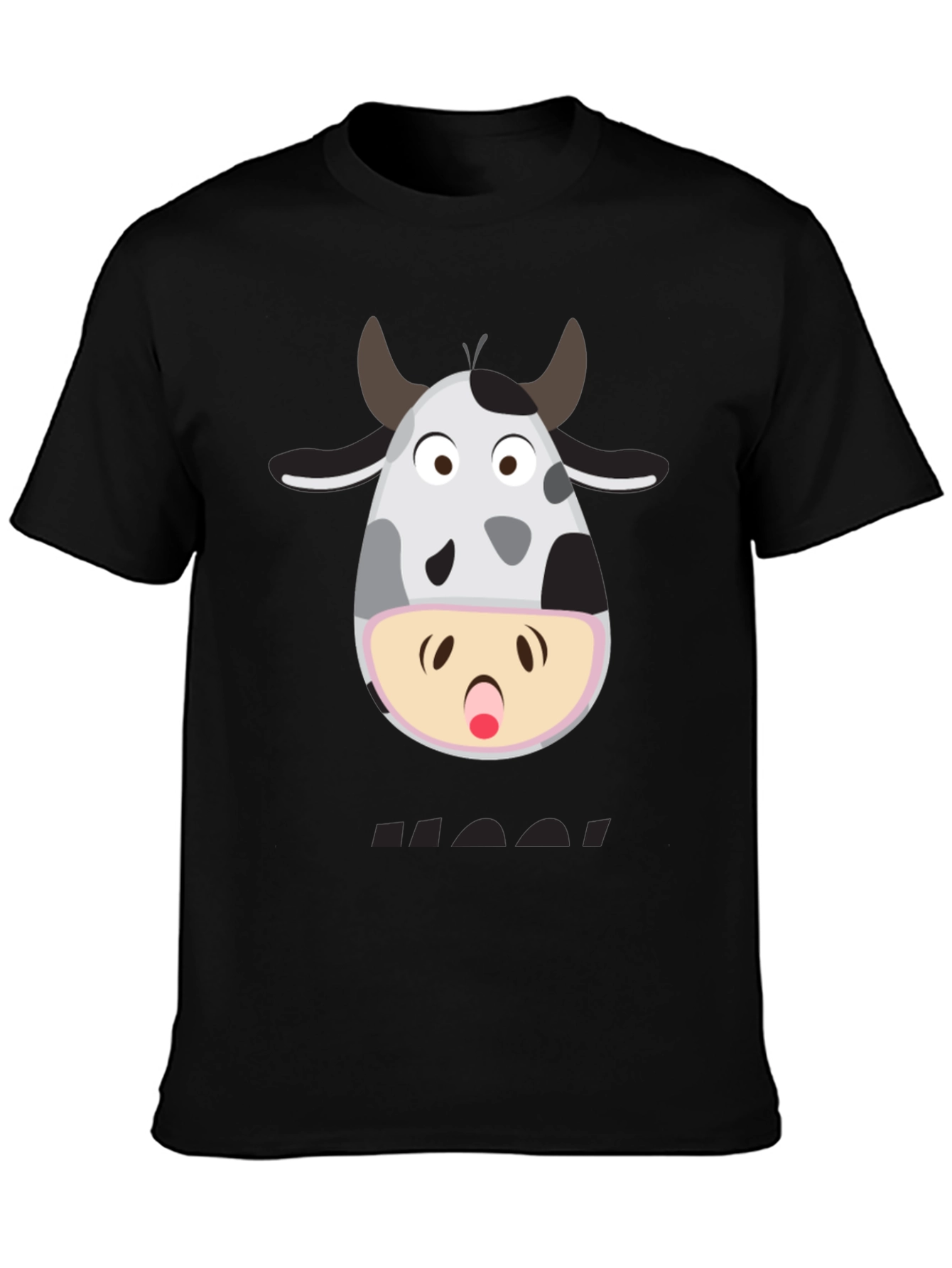 Black Funny Cow Moo! T-Shirt - Black Graphic Tee view 3